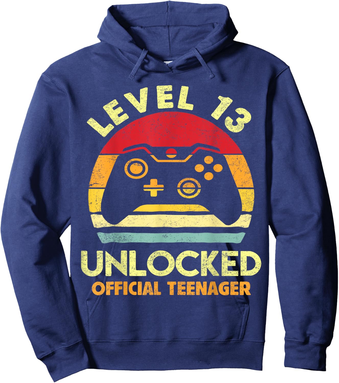 Official Teenager 13th Birthday Boy Shirt Level 13 Unlocked Hoodie - Hoodie | Navy