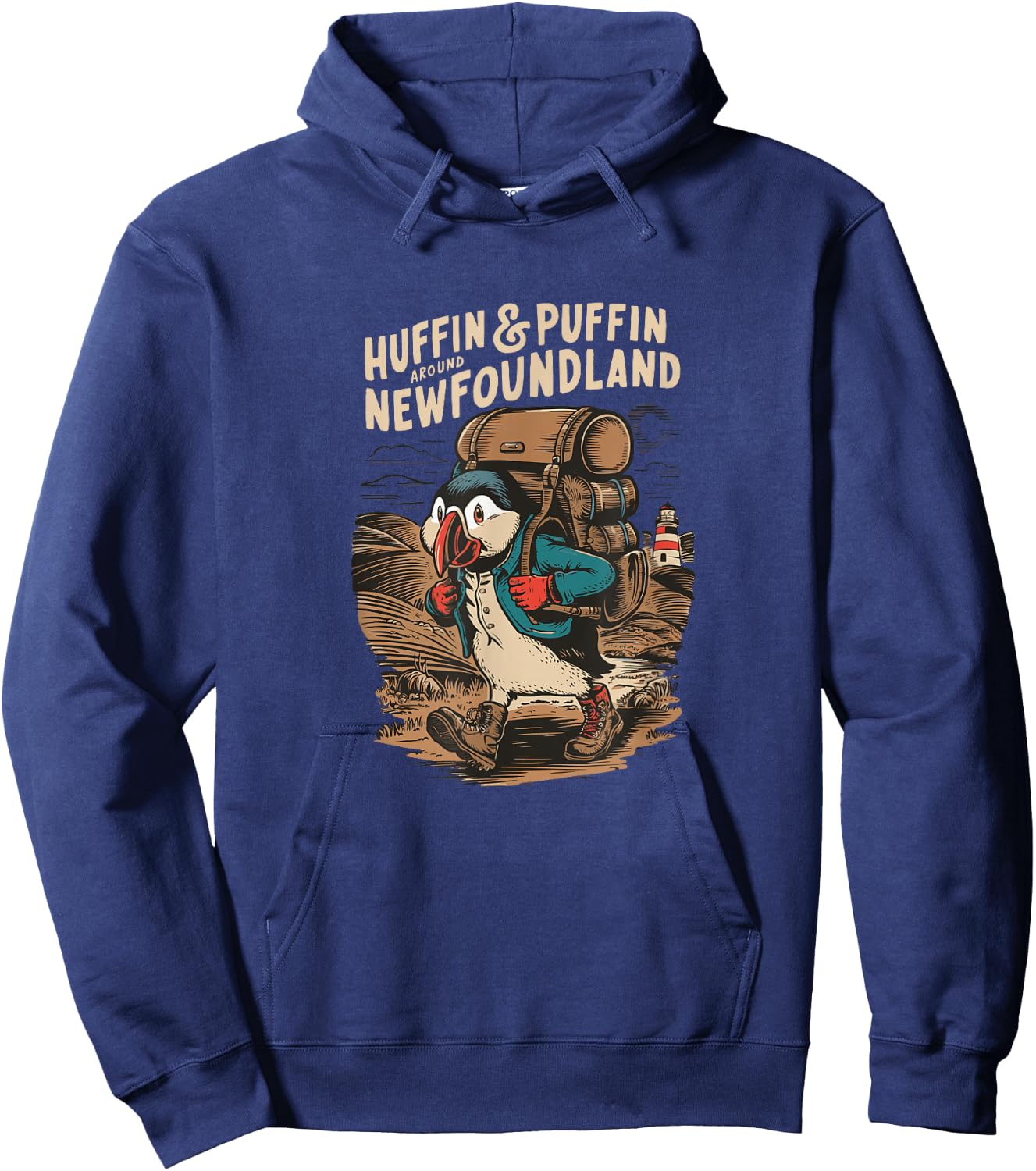 Huffin & Puffin Newfoundland - Atlantic Canada Souvenir Hoodie - Hoodie | Navy