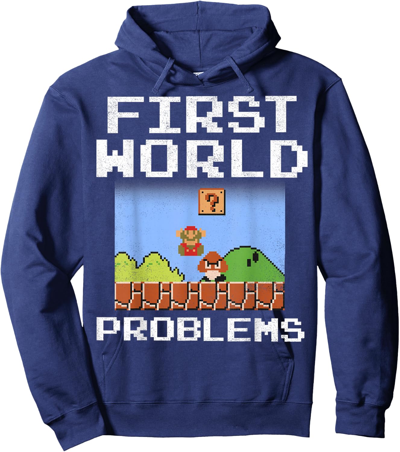 Super Mario Retro 8 Bit First World Problems Graphic Hoodie - Hoodie | Navy