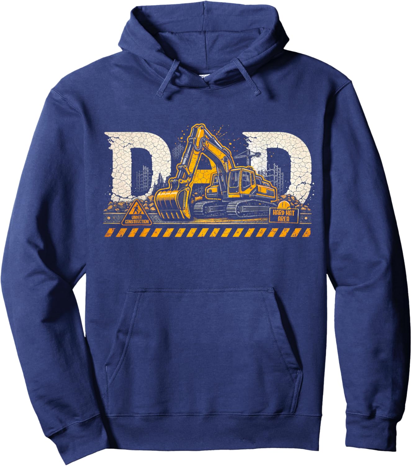 Excavator Dad Father's Day Construction Father Birthday Hoodie - Hoodie | Navy