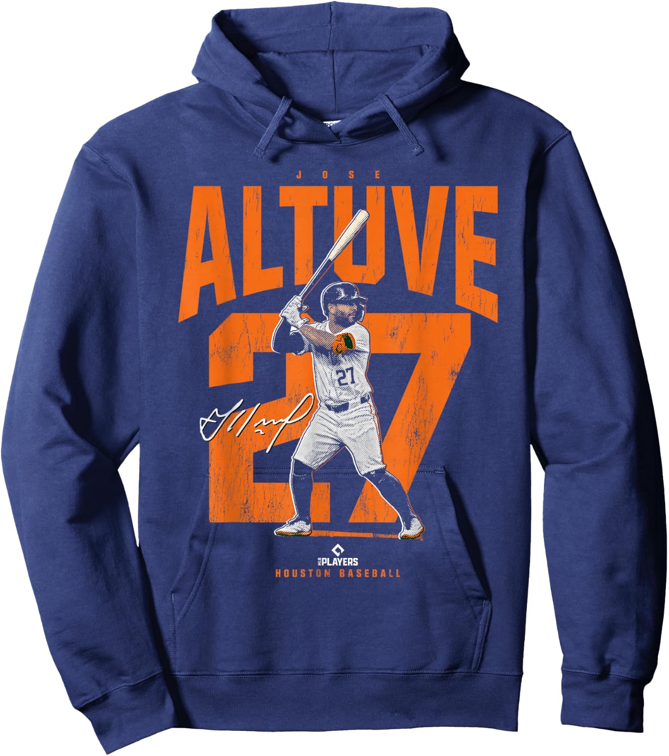 License Champs | Jose Altuve Houston Baseball Player Novelty - Blue, -Adult, Small, Short Sleeve Hoodie - Hoodie | Navy