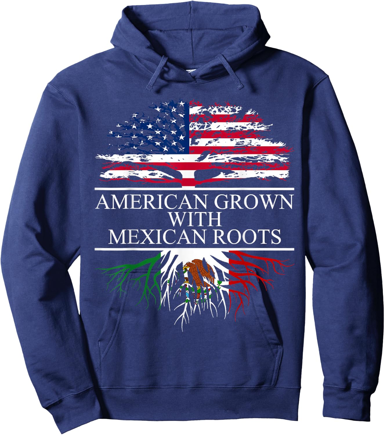 Mexico Shirt, Chicano Shirt, American Grown Mexican Roots Hoodie - Hoodie | Navy