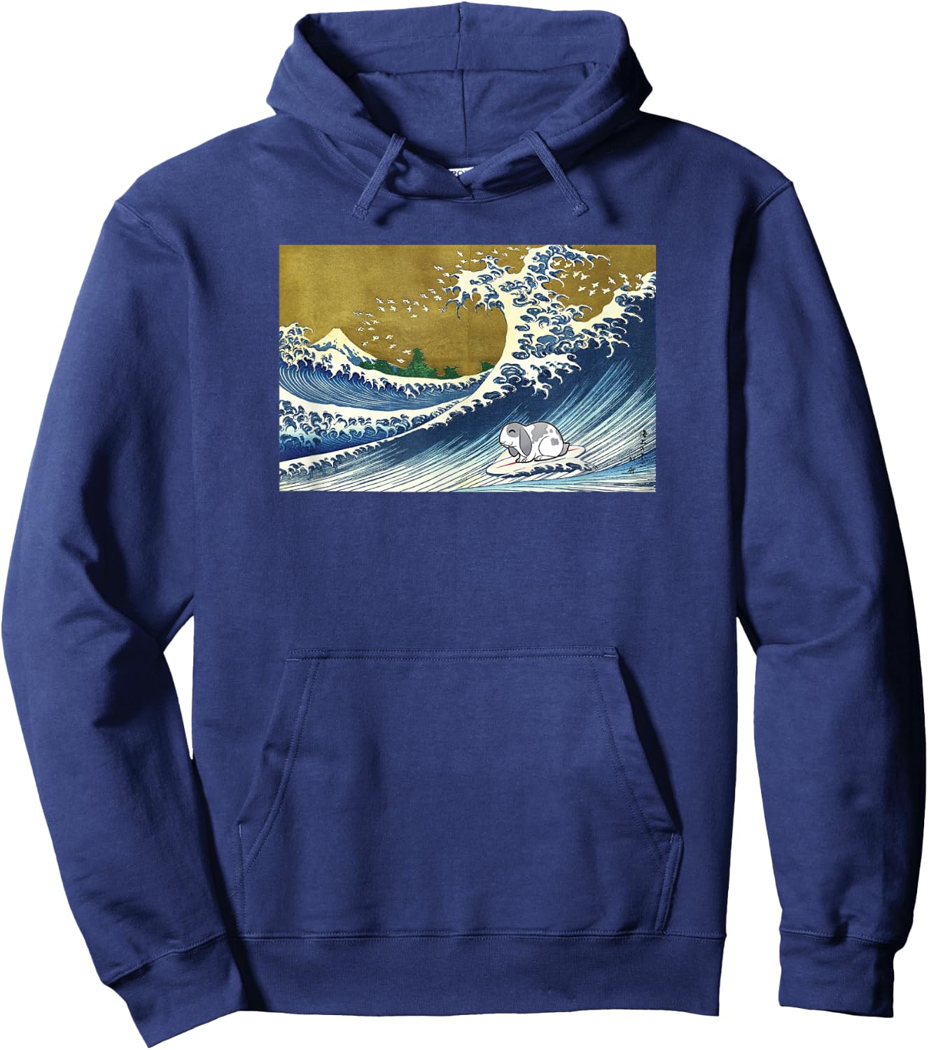 Retro Vintage Surfing Mini Holland Lop Bunny Rabbit Lover Hoodie - Hoodie | Navy