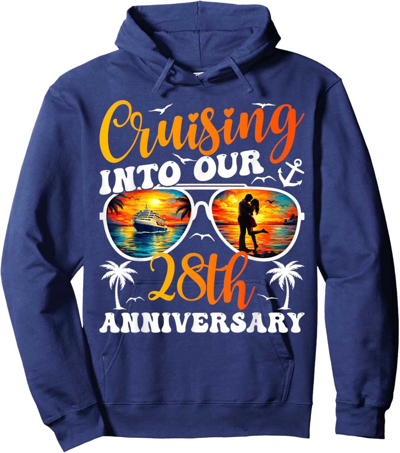 Cruising Into Our 28th Anniversary Cruise 28 Years Married Hoodie - Hoodie | Navy