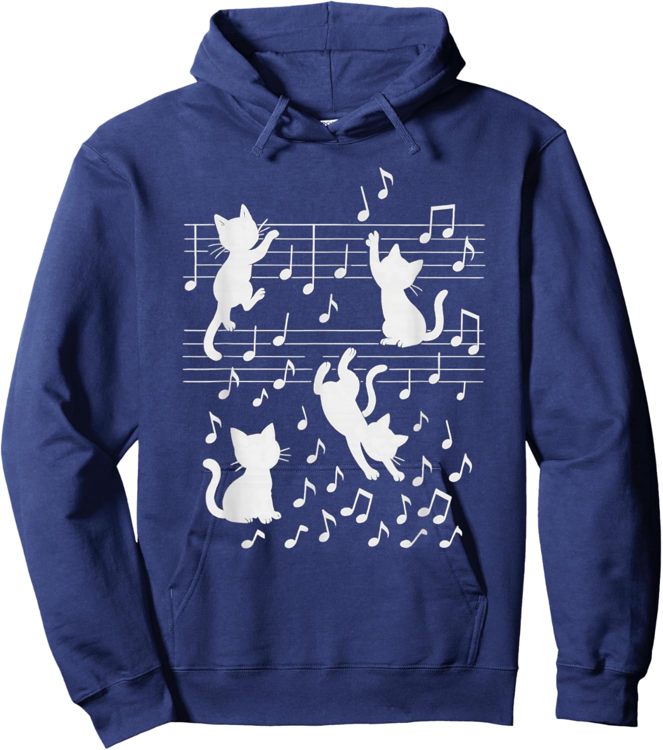 Cute Cat Clef Art Musical Note Music Hoodie - Hoodie | Navy