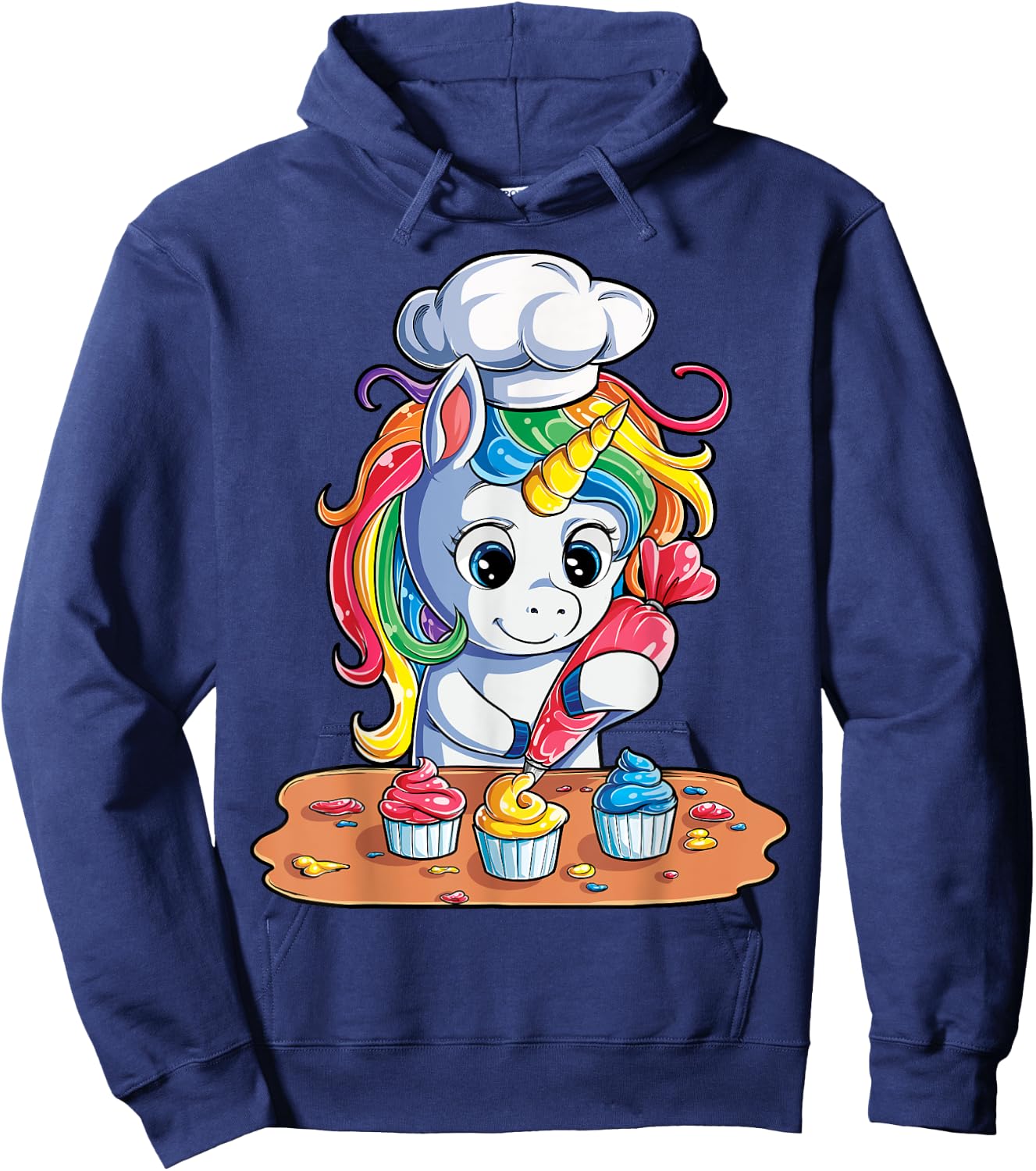 Unicorn Cupcake Funny Girls Kids Baking Cake Rainbow Gifts Hoodie - Hoodie | Navy