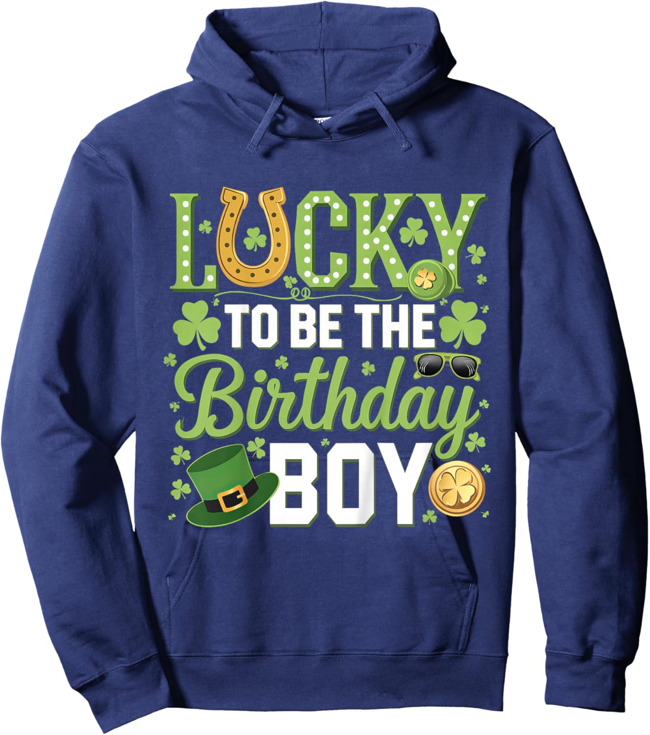 Kids Lucky To Be The Birthday Boy Leprechaun St Patricks Day Kids Hoodie - Hoodie | Navy