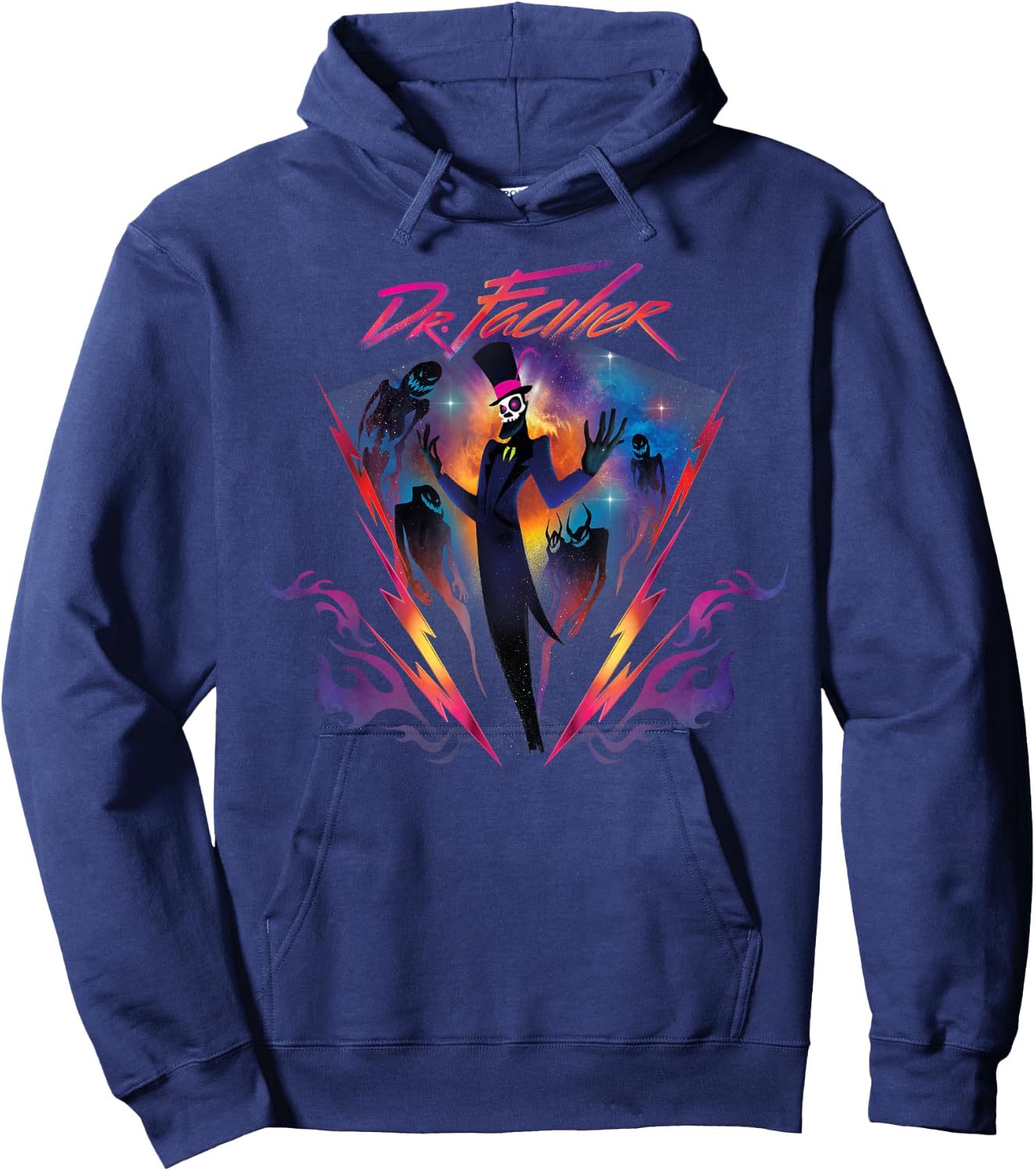 Disney Villains Dr. Facilier 90s Rock Band Neon Hoodie - Hoodie | Navy