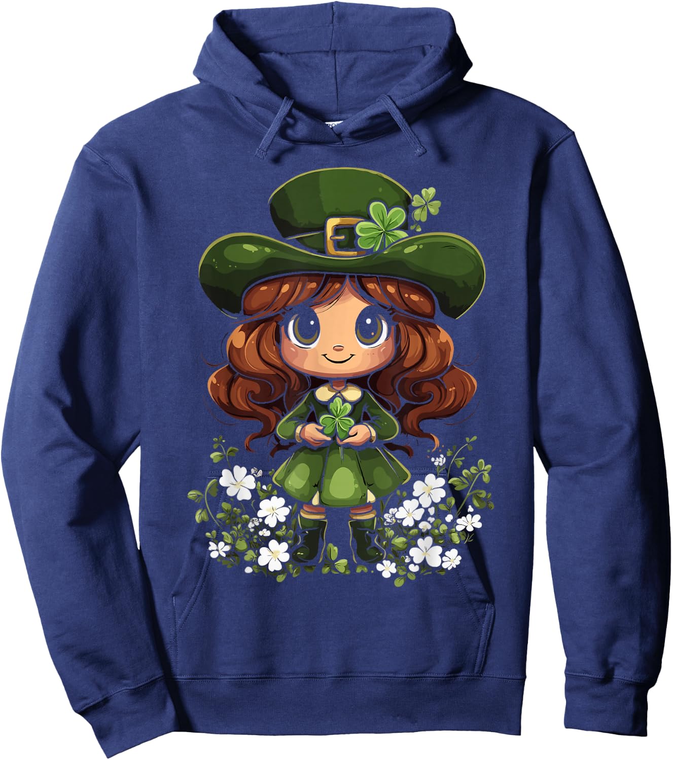 Female Leprechaun Shamrock Girls St Patricks Day Leprechaun Hoodie - Hoodie | Navy