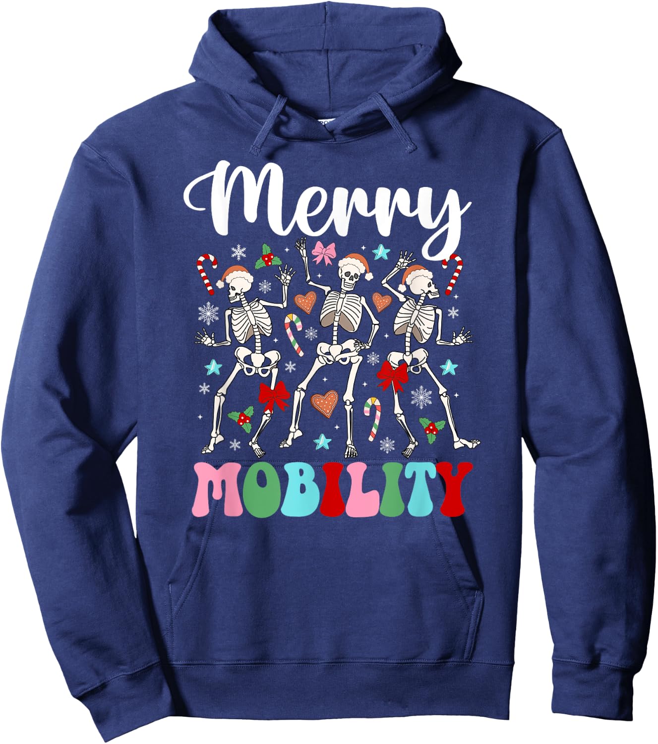 Christmas PT Therapist Xmas Groovy Physical Therapist - -Adults, Black, Small, Short Sleeve, Cotton Blend, Crew Collar, Cartoon Christmas, Straight Fit, Pull On, Winter, Imported Hoodie - Hoodie | Navy
