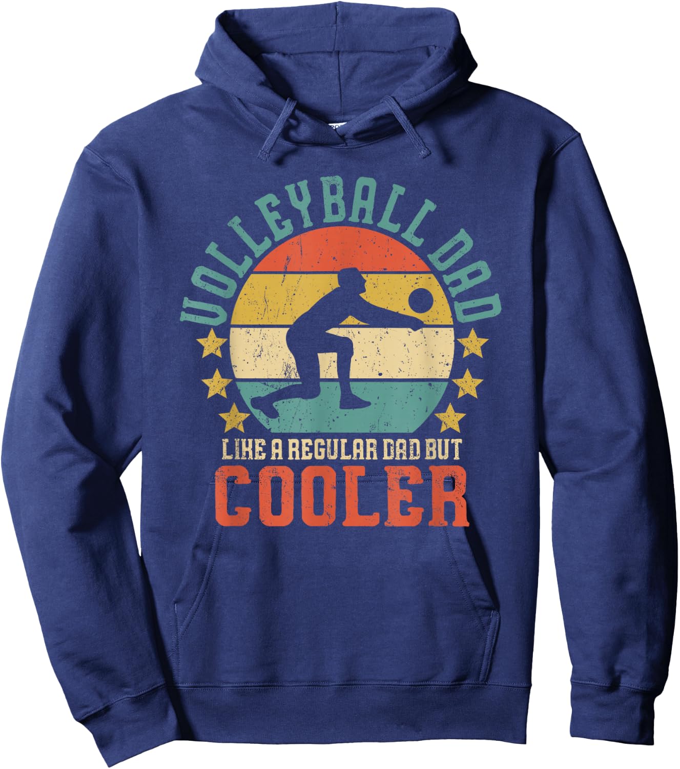 Volleyball Dad Vintage Volleyball Player Father's Day Gift Hoodie - Hoodie | Navy
