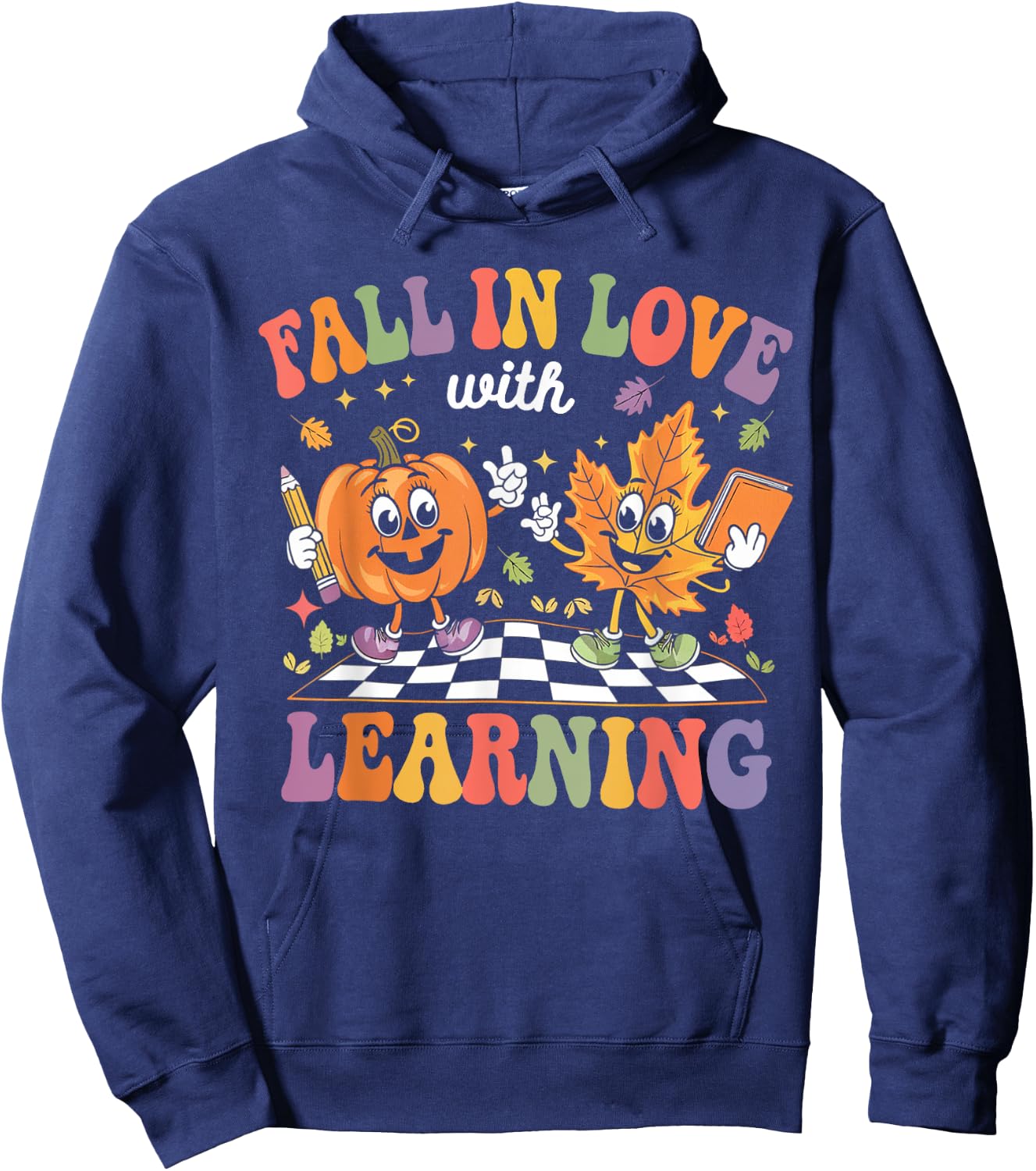Fall In Love With Learning Autumn Fall Season Teacher Hoodie - Hoodie | Navy