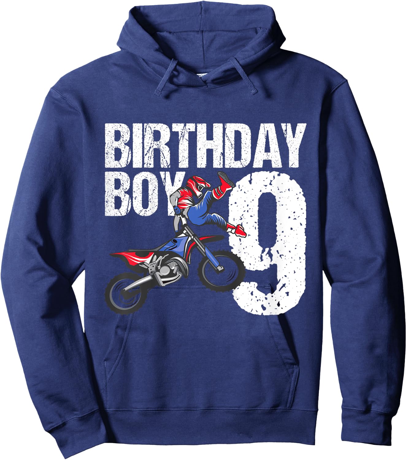 9 Year Old Dirt Bike Birthday Party Motocross MX 9th Gift Hoodie - Hoodie | Navy