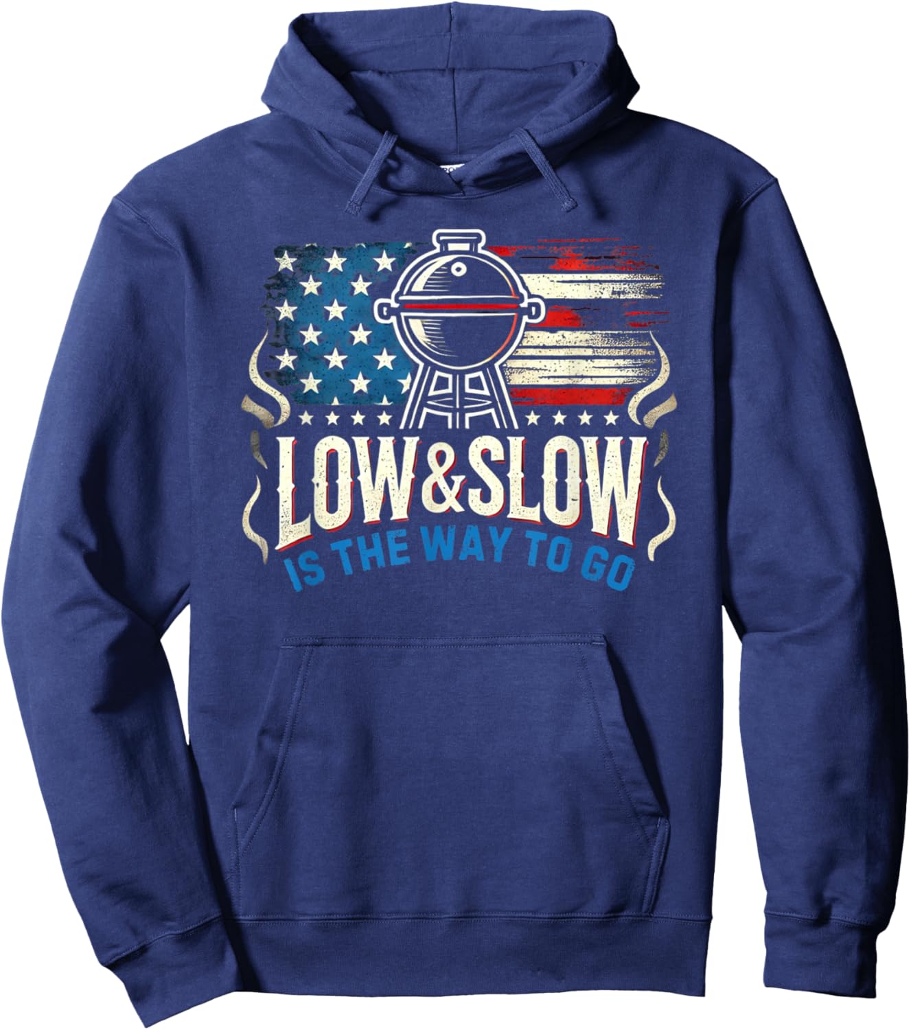 Patriotic BBQ Smoker Meat Smoking USA Grilling Barbecue Hoodie - Hoodie | Navy