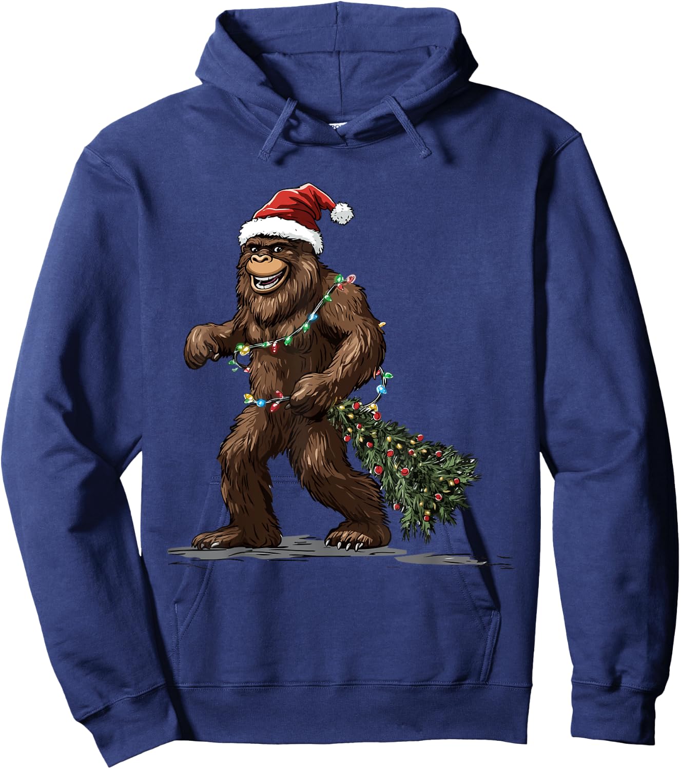 Vintage Bigfoot Sasquatch Christmas Hoodie - Hoodie | Navy