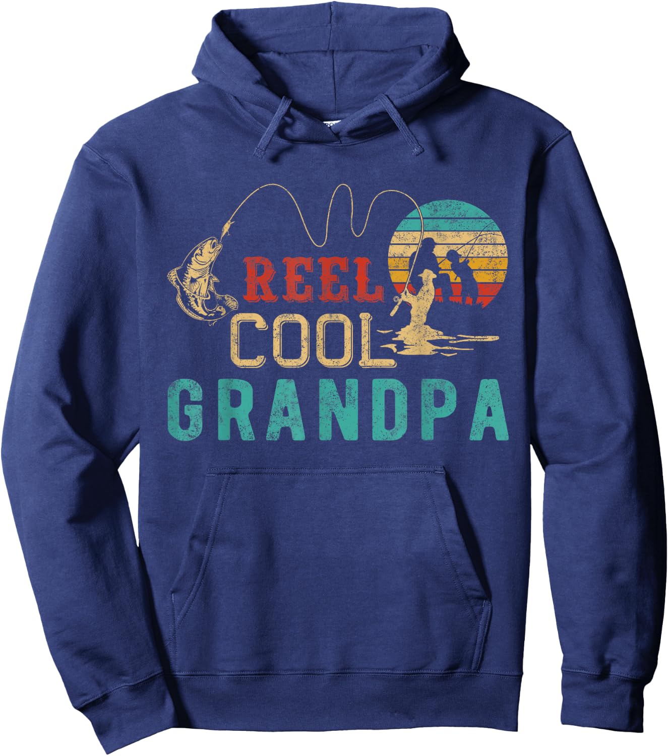 Grandpa shirt Vintage Reel cool Grandpa Fish fishing Hoodie - Hoodie | Navy