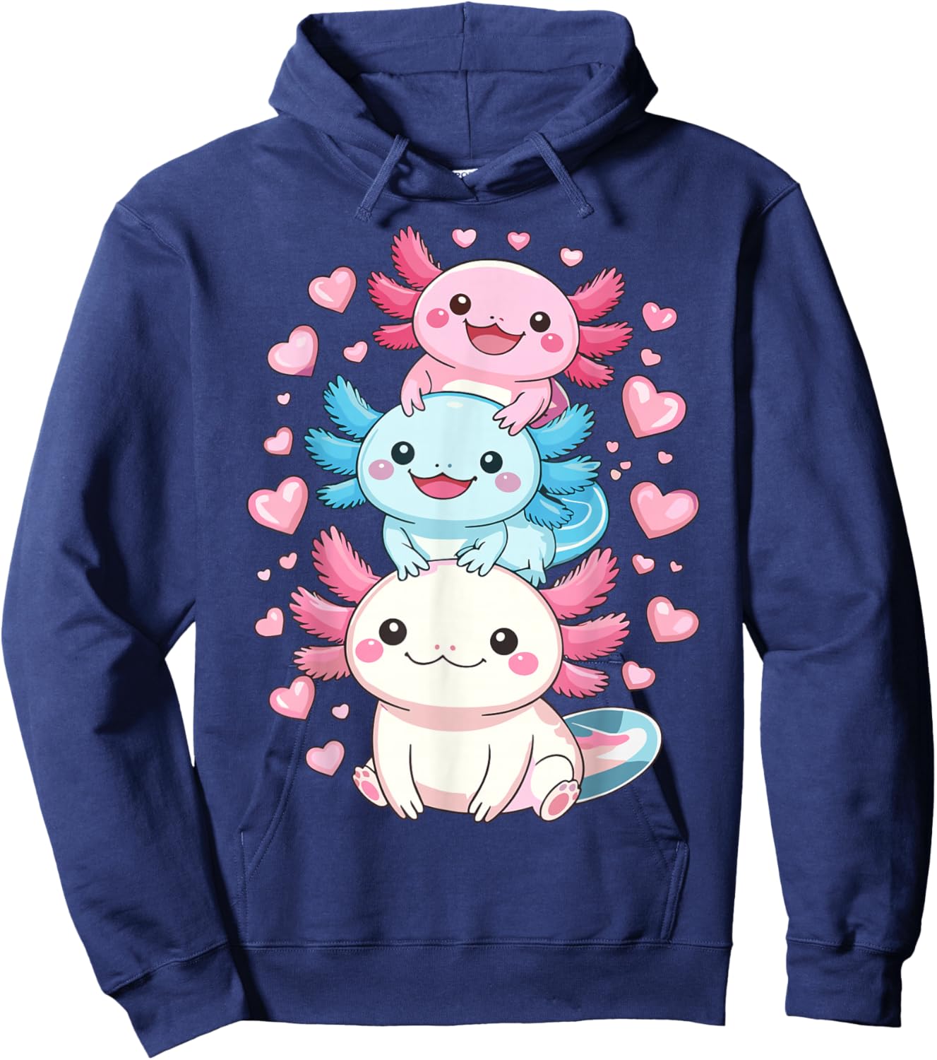 Axolotls Kawaii Anime Cute Axolotl Hoodie - Hoodie | Navy