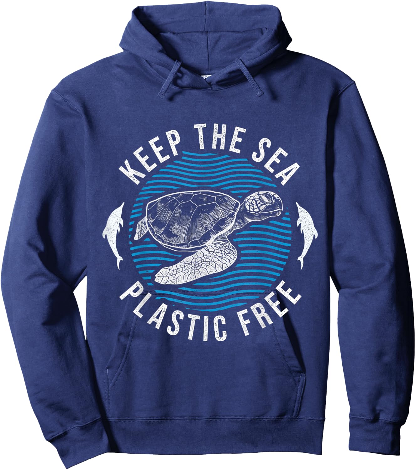 Climate Change Environment Keep Sea Plastic Free Hoodie - Hoodie | Navy