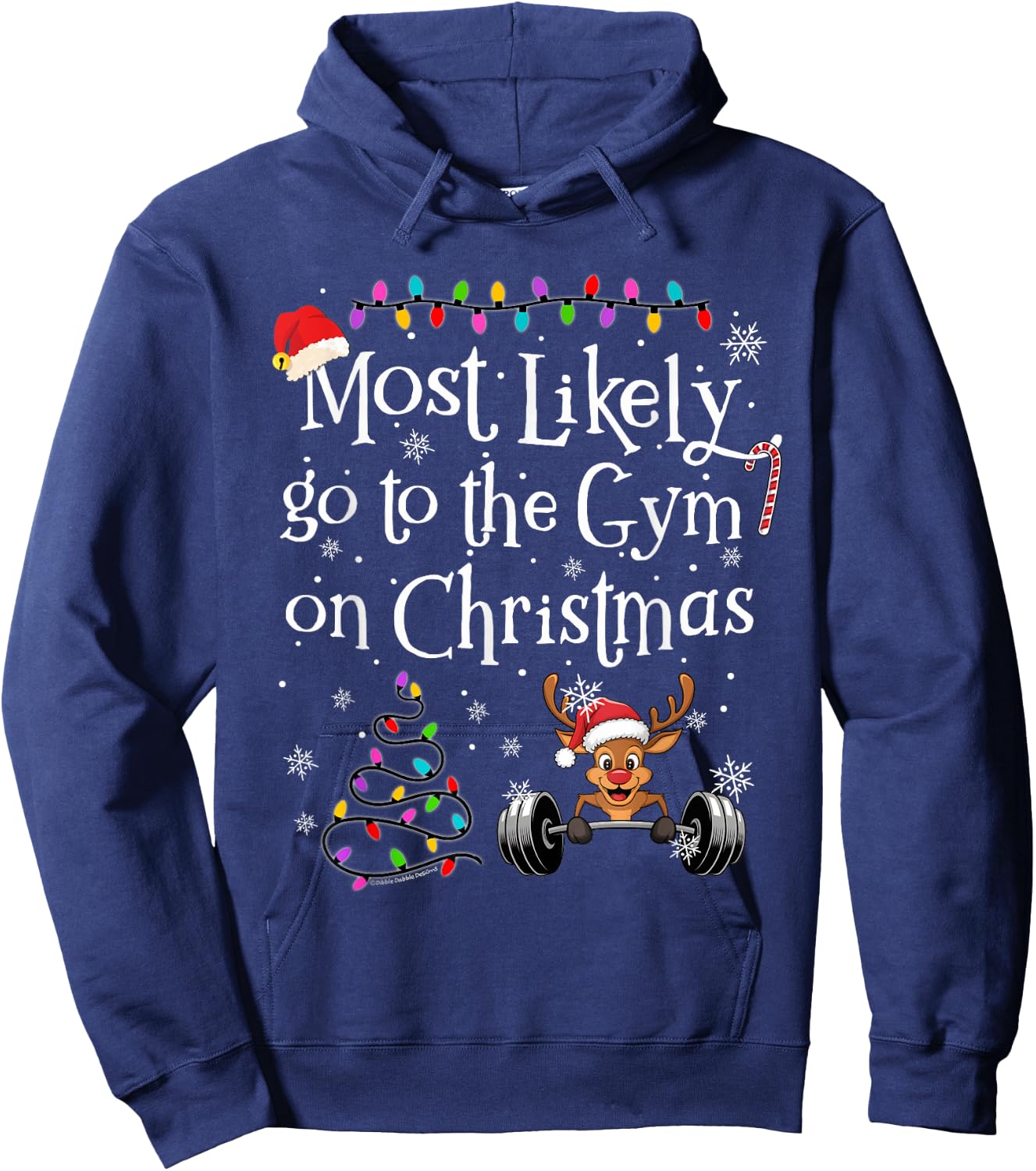 Most Likely To Go to the Gym on Christmas Funny Christmas Hoodie - Hoodie | Navy