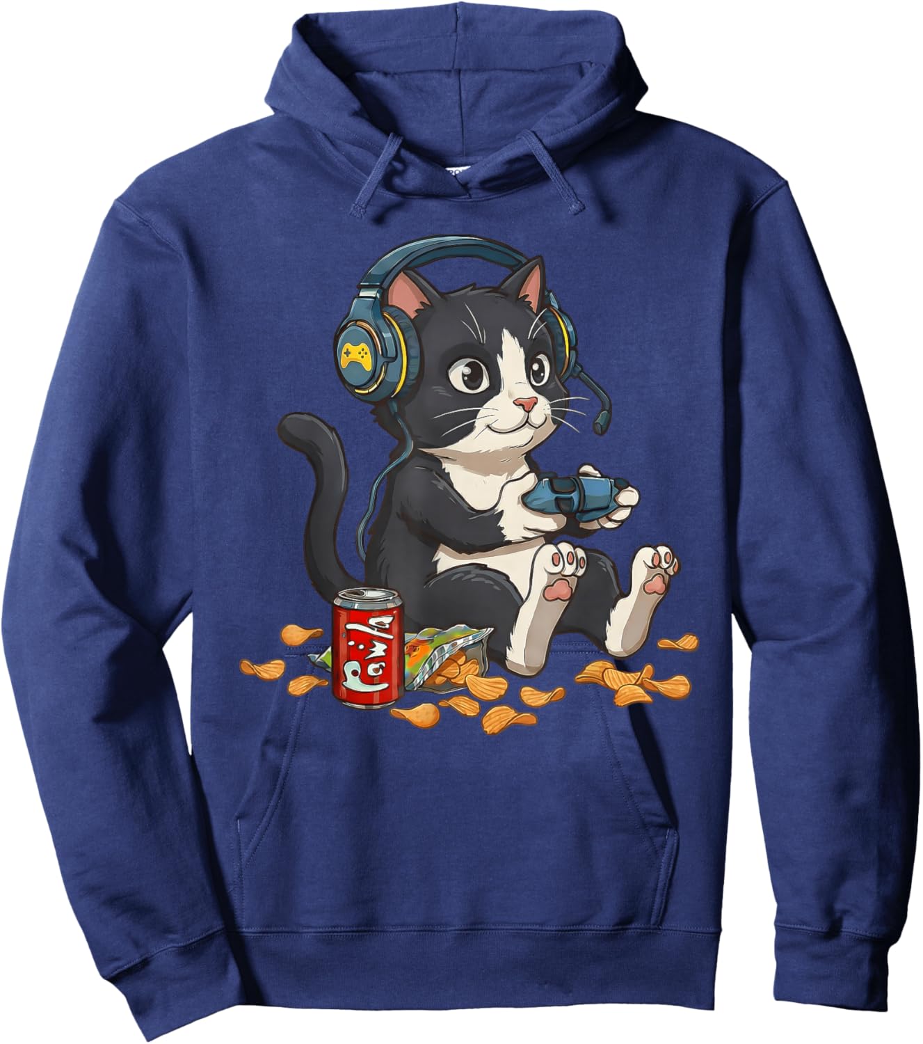 Tuxedo Cat Video Gamer Controller PC Console Gaming Nerd Hoodie - Hoodie | Navy