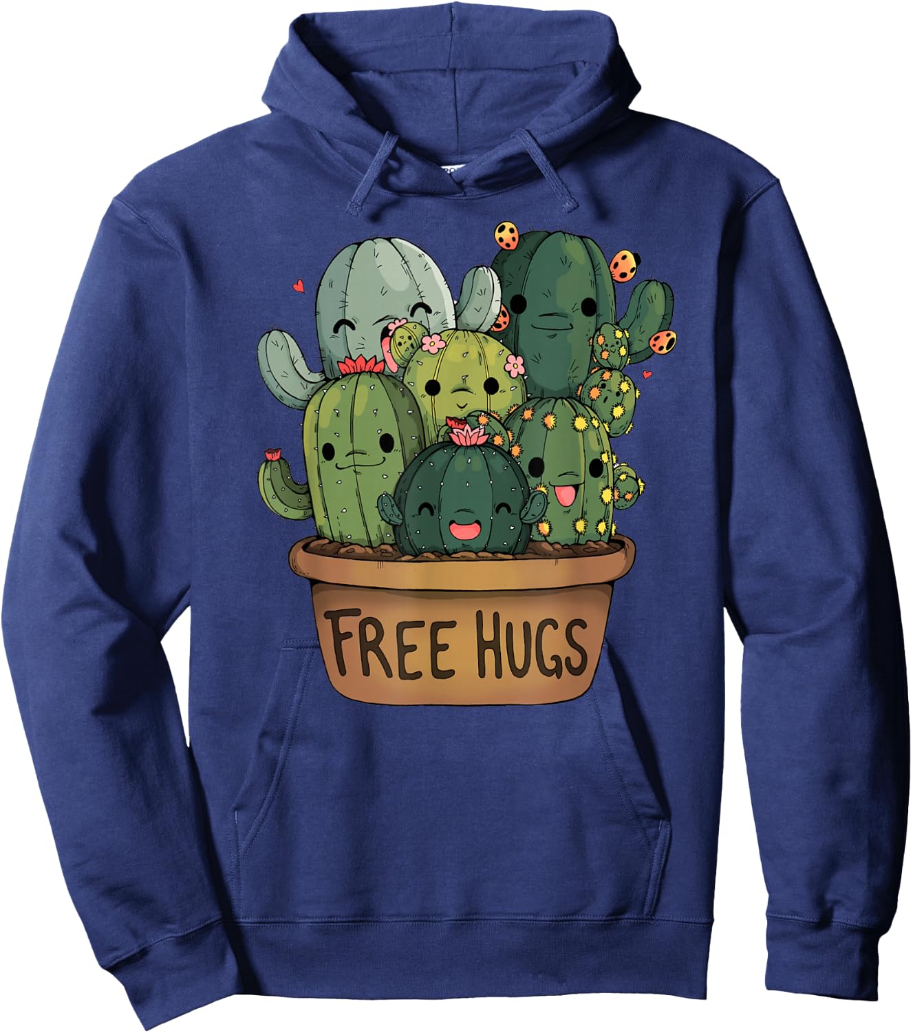 Free Cactus Hugs | Cute Funny Cactus Present Friendly Hoodie - Hoodie | Navy