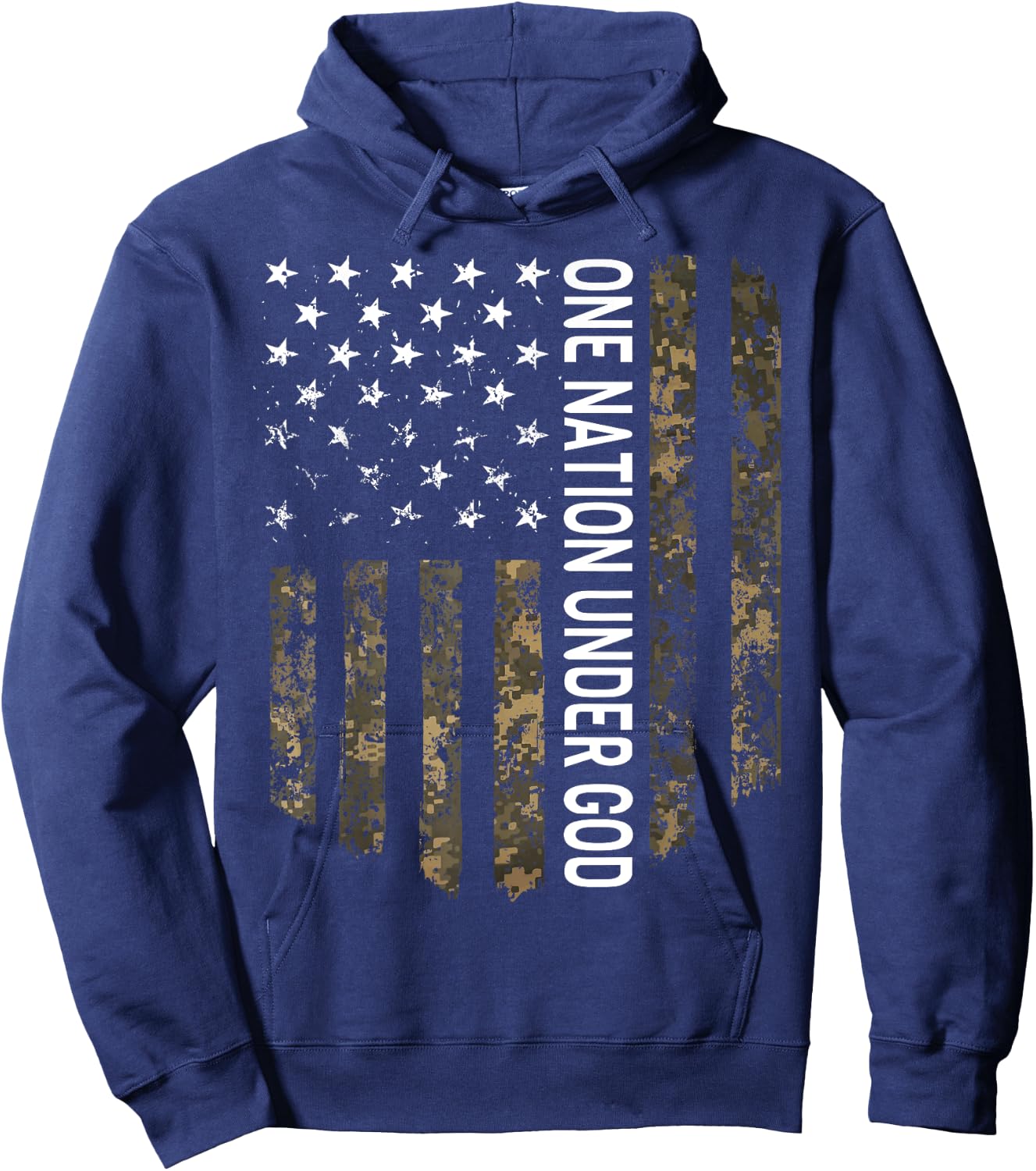 Patriotic American Flag Camo One Nation Under God USA Gift Women Men Hoodie - Hoodie | Navy