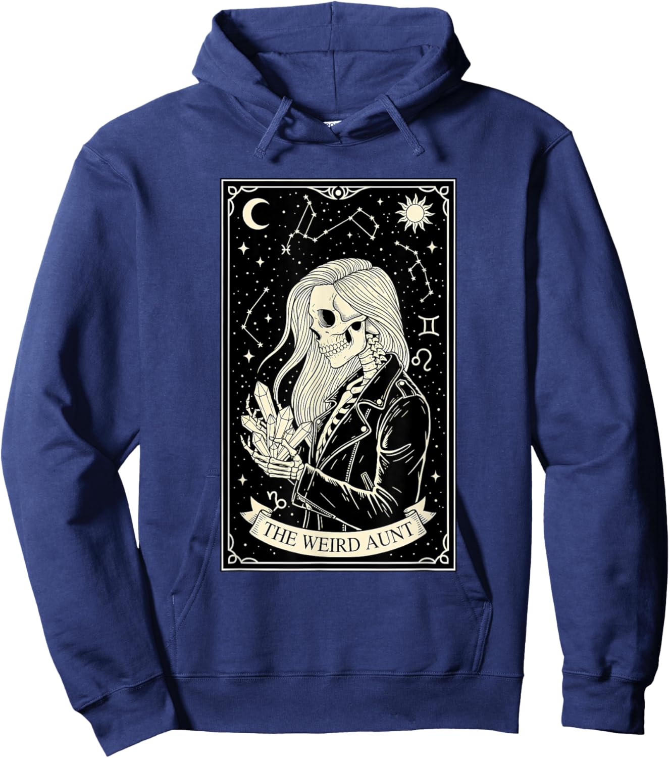 Weird Aunt Tarot Card Halloween Skeleton Feral Aunt Auntie Hoodie - Hoodie | Navy