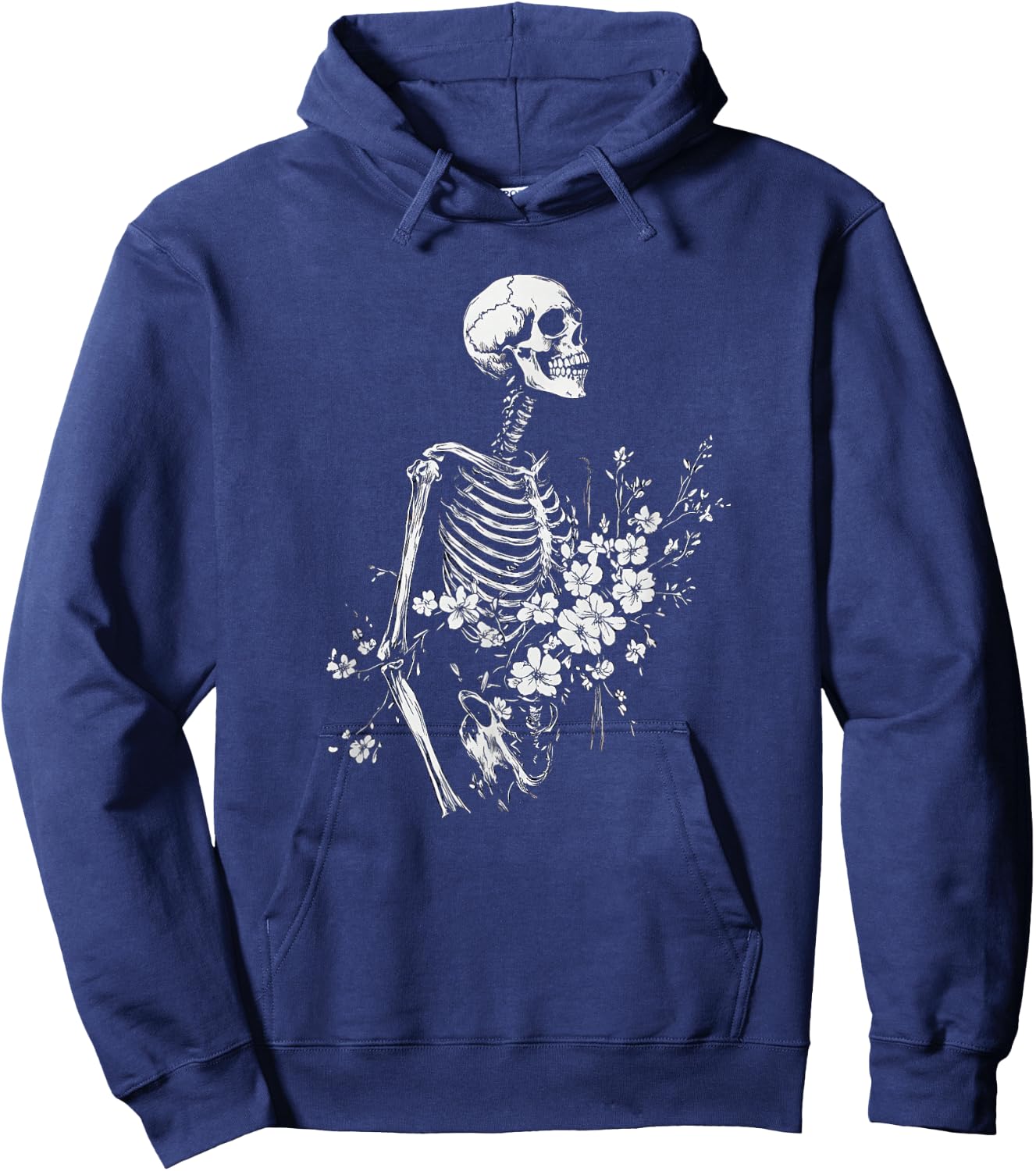 Floral Skeleton Gothic Occult Witchy Dark Creepy Design Hoodie - Hoodie | Navy