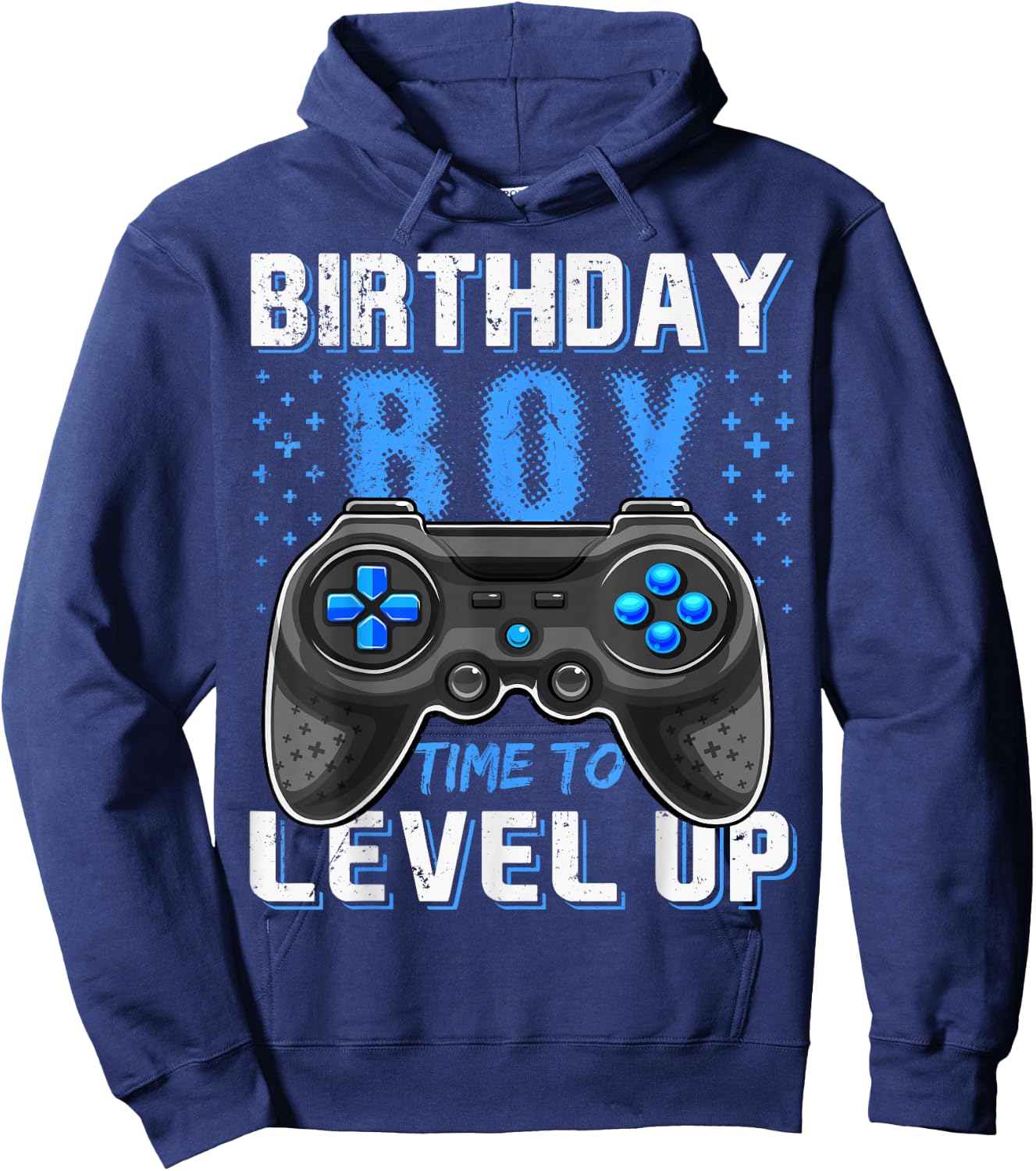 Level Up Birthday Boy Gamer - Classic Fit, Short Sleeve, Black Hoodie - Hoodie | Navy