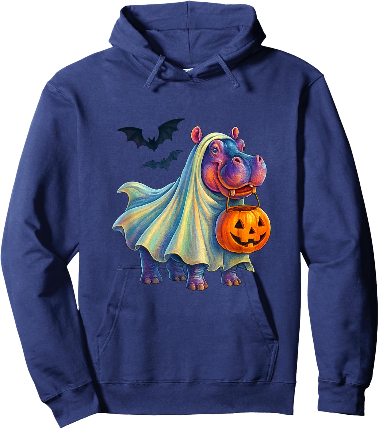 Pumpkin Hippopotamus, Cute Hippo Halloween Costume Girls Hoodie - Hoodie | Navy