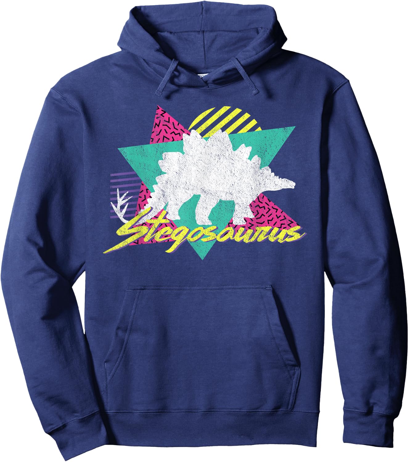 Vintage Retro 80s Or 90s Stegosaurus Dinosaur Hoodie - Hoodie | Navy