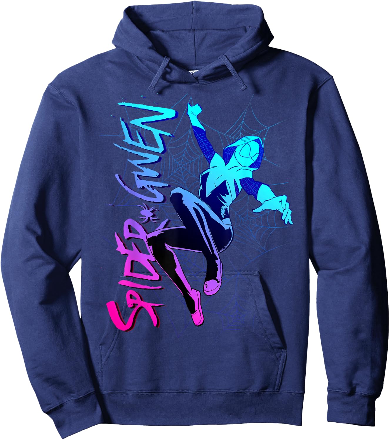 Marvel Spider-Gwen Neon Gradient Web Graphic Hoodie - Hoodie | Navy