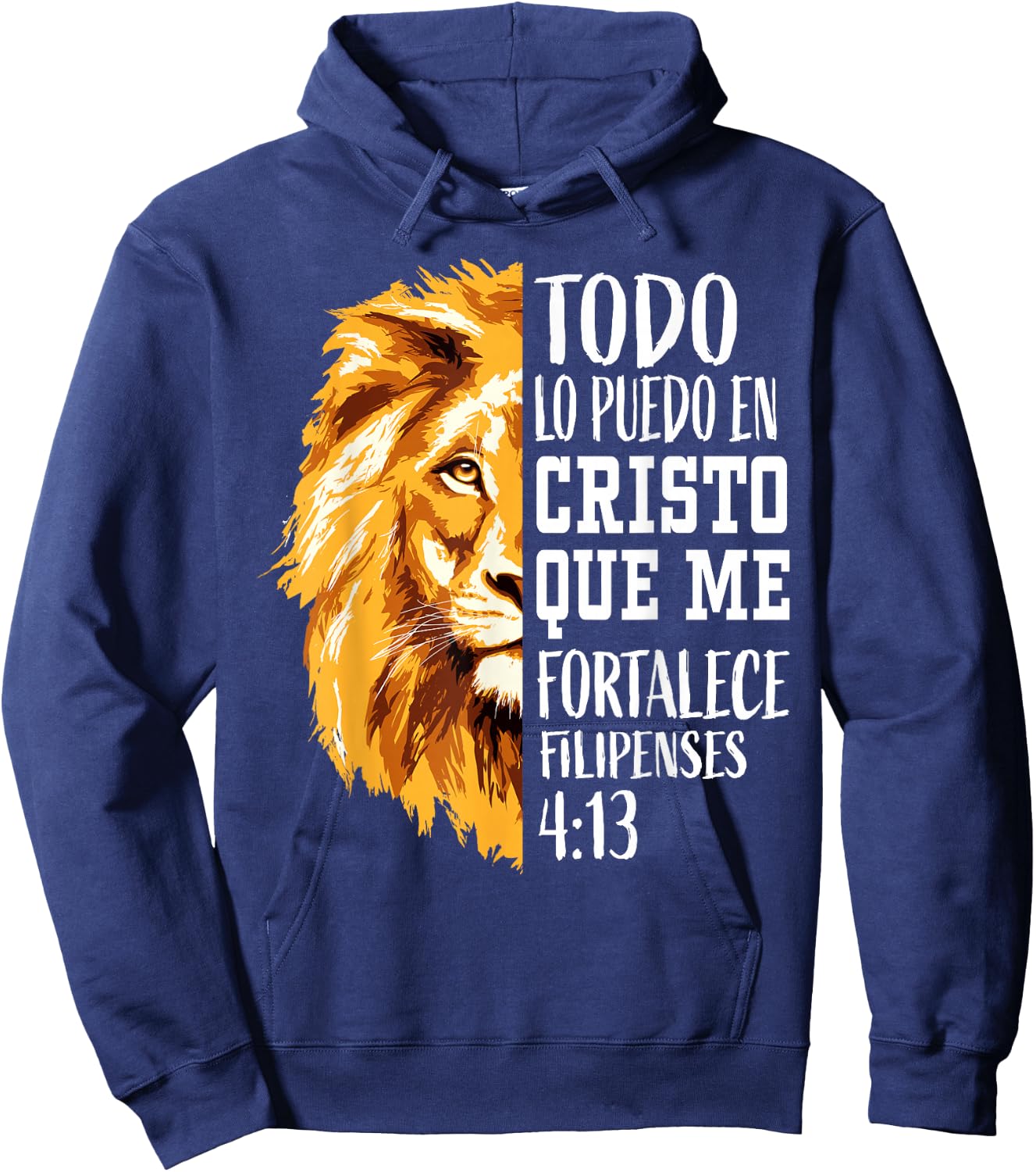 Christian Gifts Spanish Filipenses 4:13 Philippians Lion Men Hoodie - Hoodie | Navy