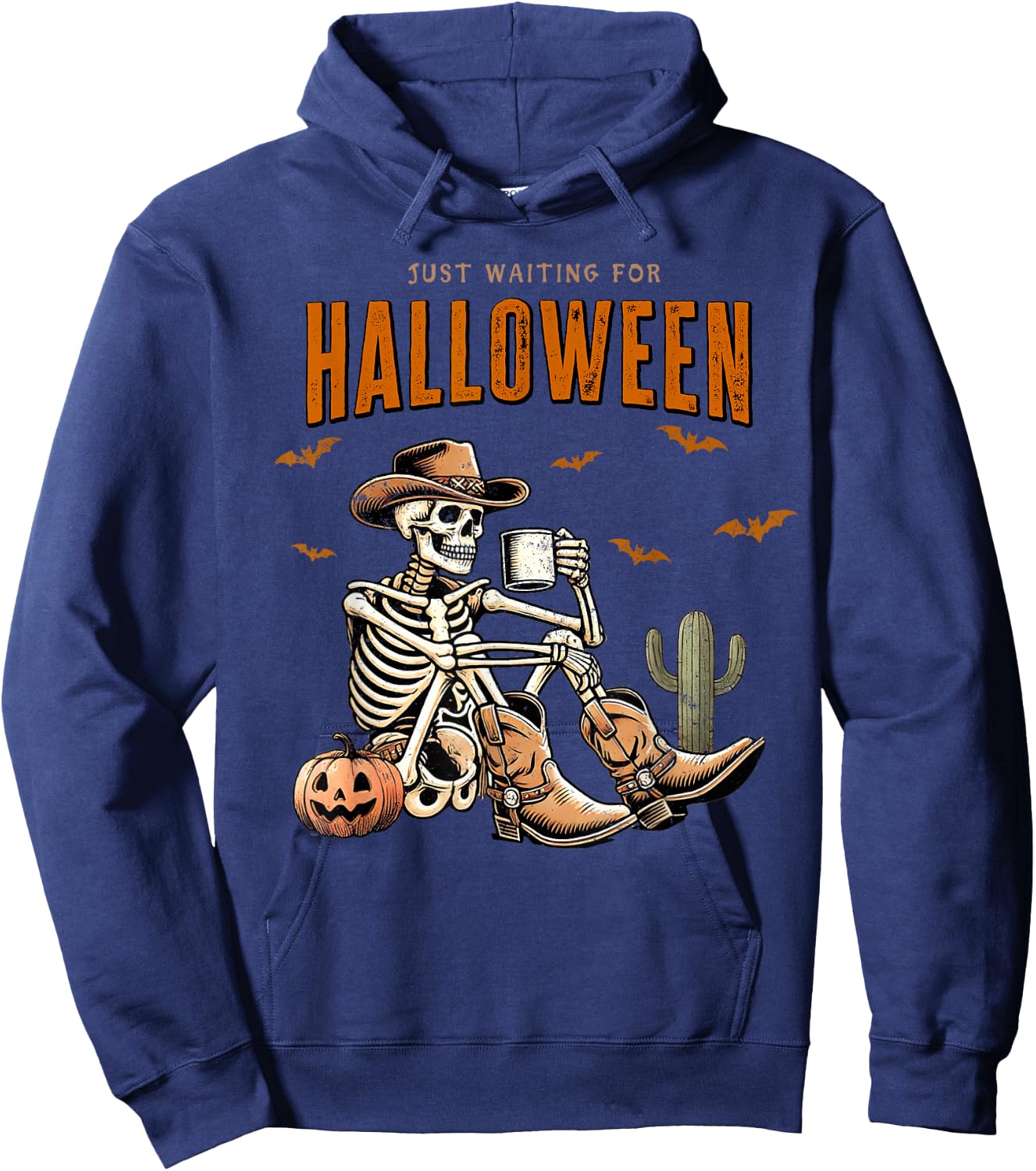 Skeleton spooky vibe summer funny just waiting for Halloween Hoodie - Hoodie | Navy