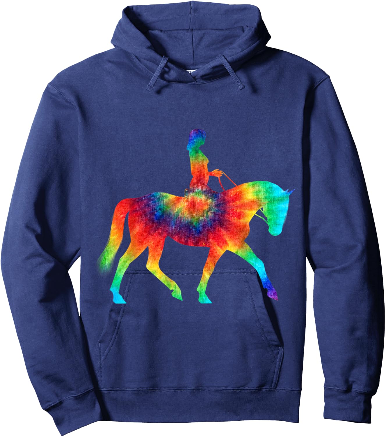 Tie Dye Horse Tie Dyed Polo Player Horseback Riding T Shirt Hoodie - Hoodie | Navy