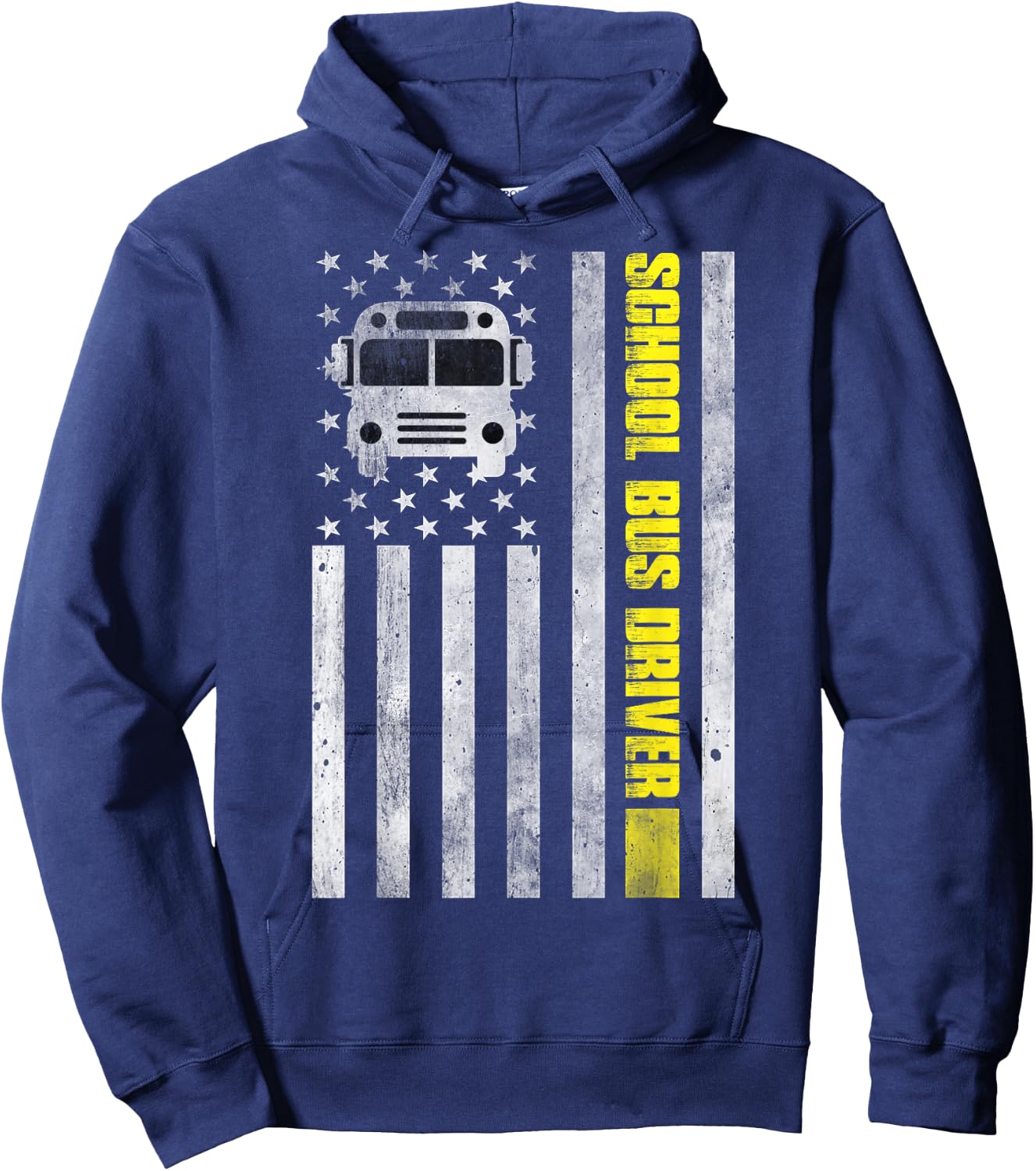 School Bus Driver American Flag Design - School Bus Driver Hoodie - Hoodie | Navy
