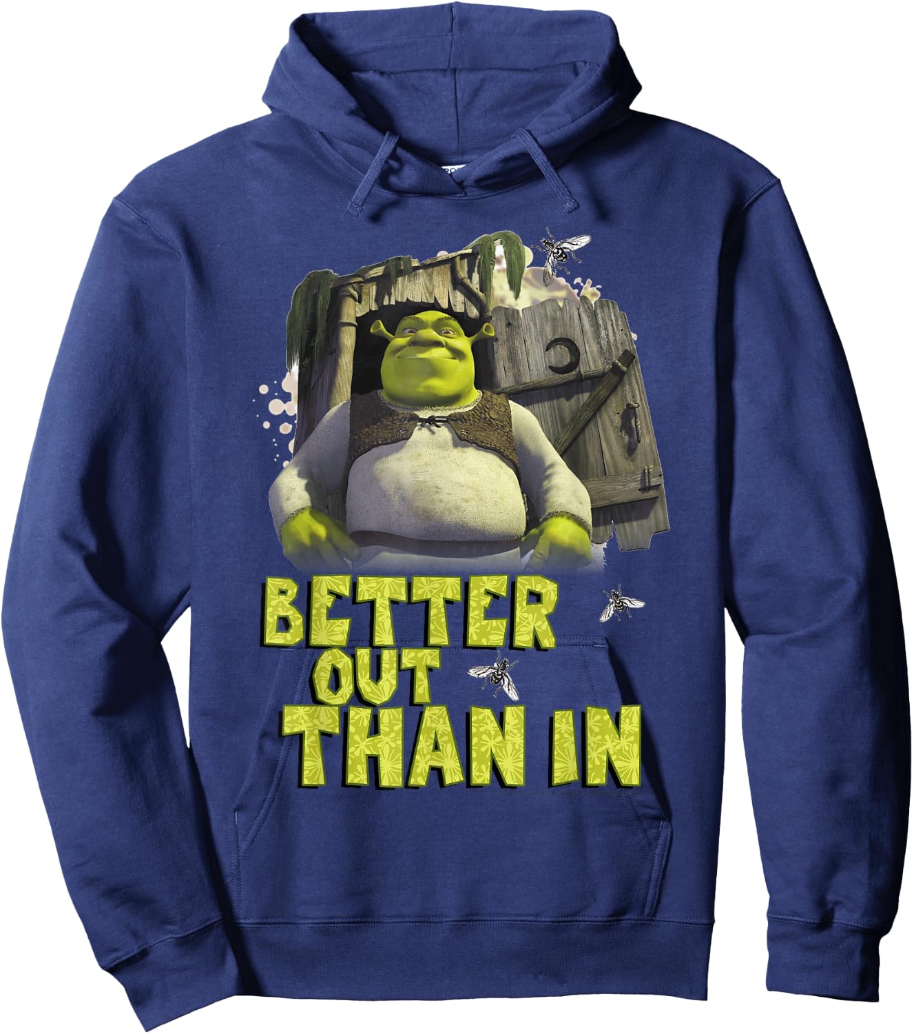 Shrek Outhouse Better Out Than in Quote Hoodie - Hoodie | Navy