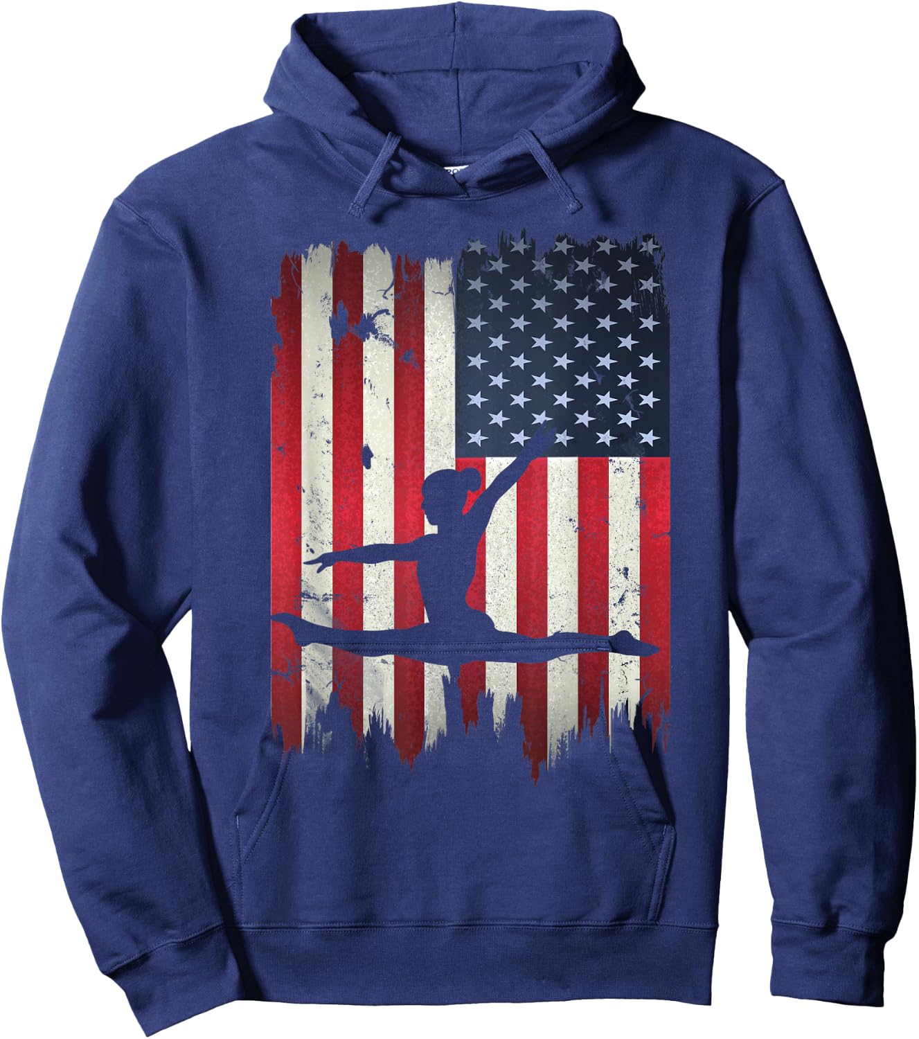 Gymnastics USA American Flag 4th of July Gymnast Patriotic Hoodie - Hoodie | Navy