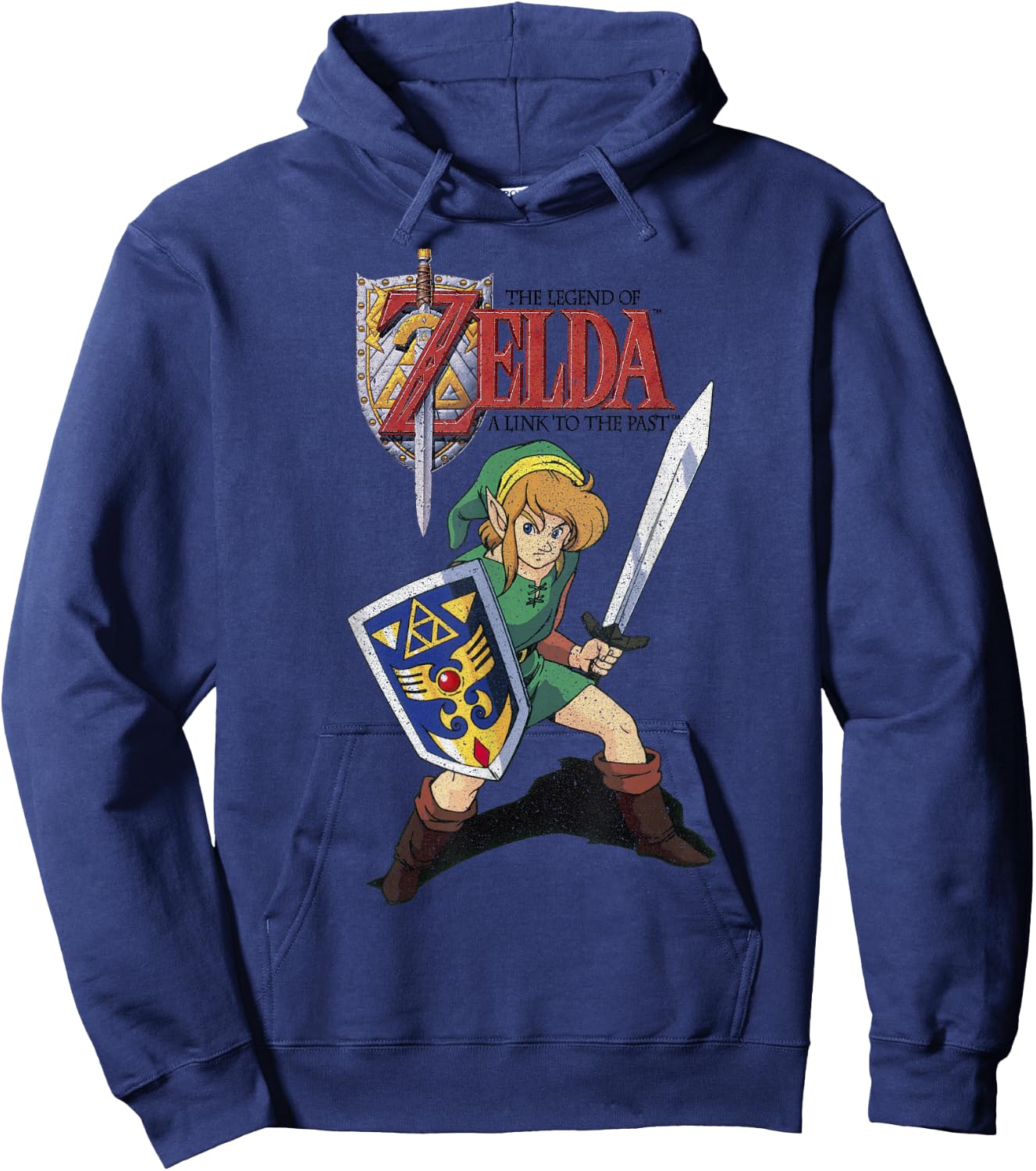 Legend of Zelda Grey Cartoon Art - , Classic Fit, Short Sleeve Hoodie - Hoodie | Navy