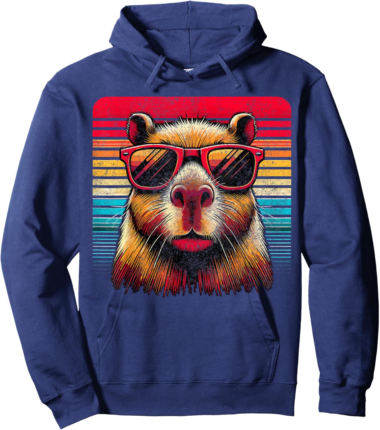 Capybara Retro Capybara Vintage Sunglasses Hoodie - Hoodie | Navy