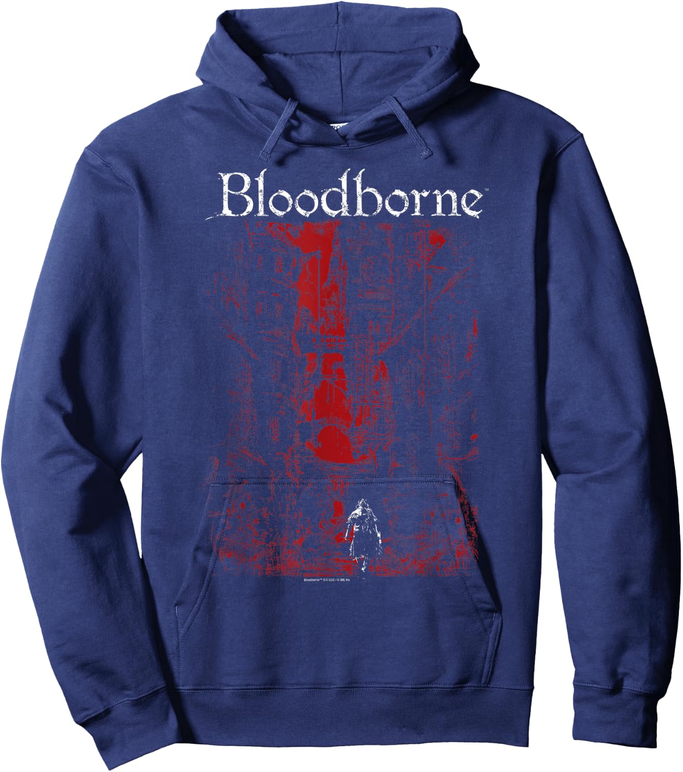 Bloodborne Red City Background with Logo Video Game Hoodie - Hoodie | Navy