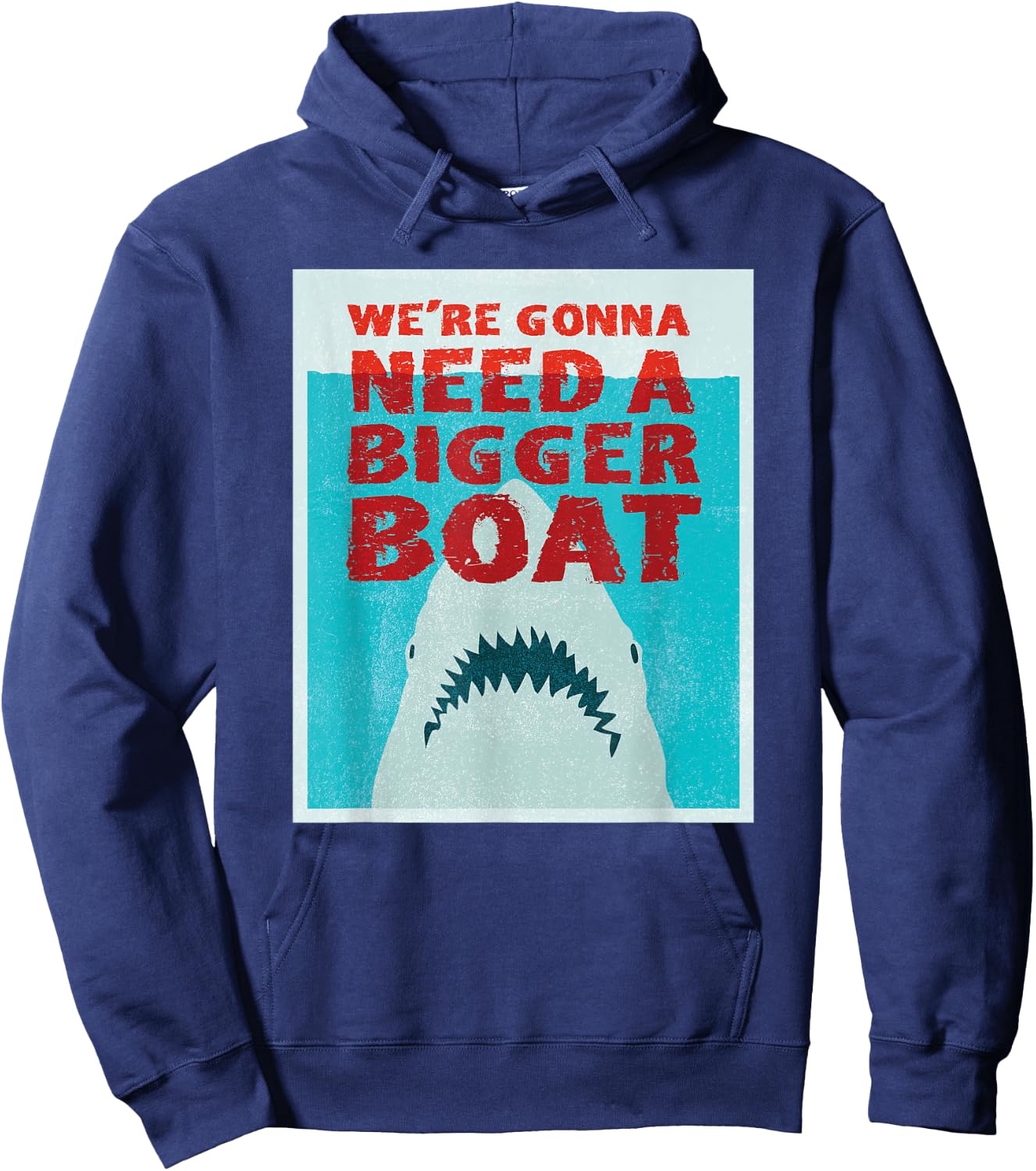 We're Going to Need a Bigger Boat - Illustrated Shark Shirt Hoodie - Hoodie | Navy