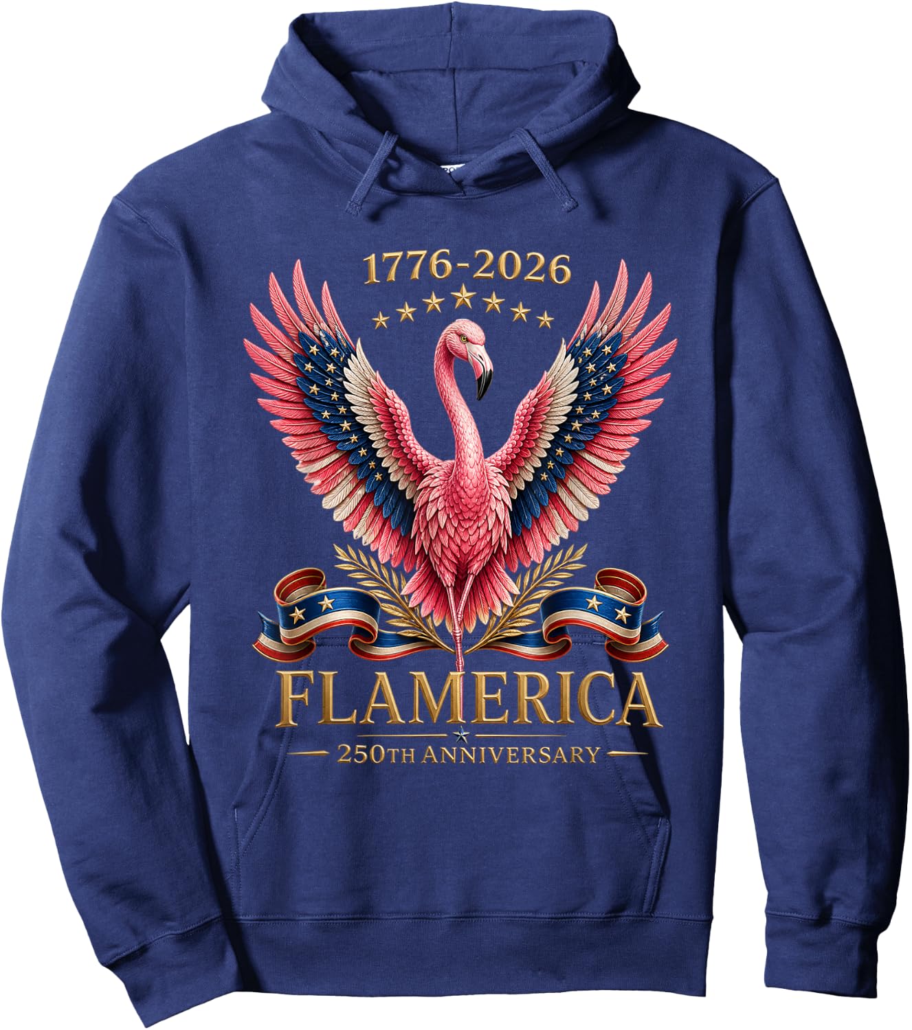 Flamerica Flamingo 1776 2026 Patriotic 250th Anniversary Hoodie - Hoodie | Navy
