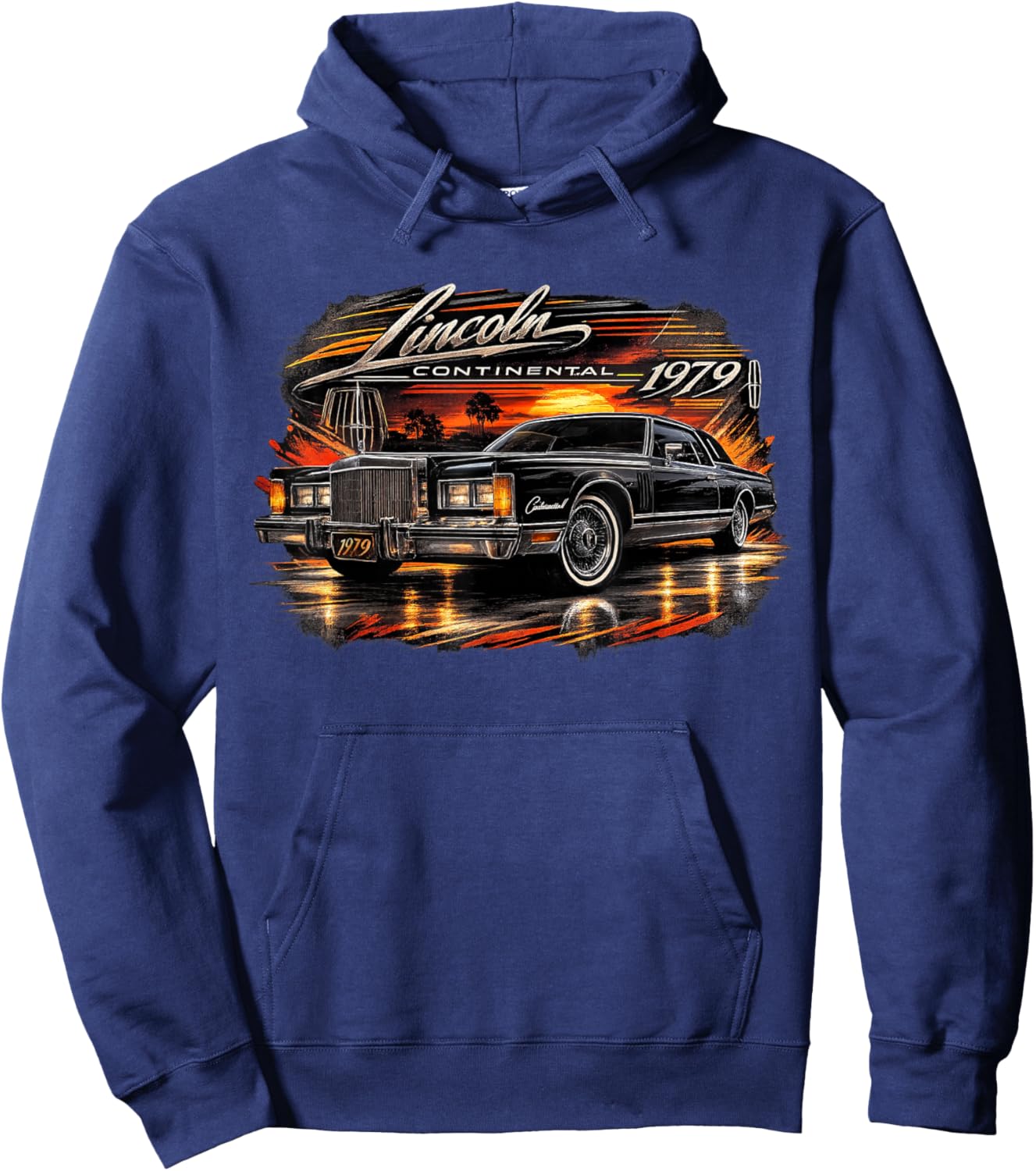 1979 Lincoln Continental Retro Hoodie - Hoodie | Navy
