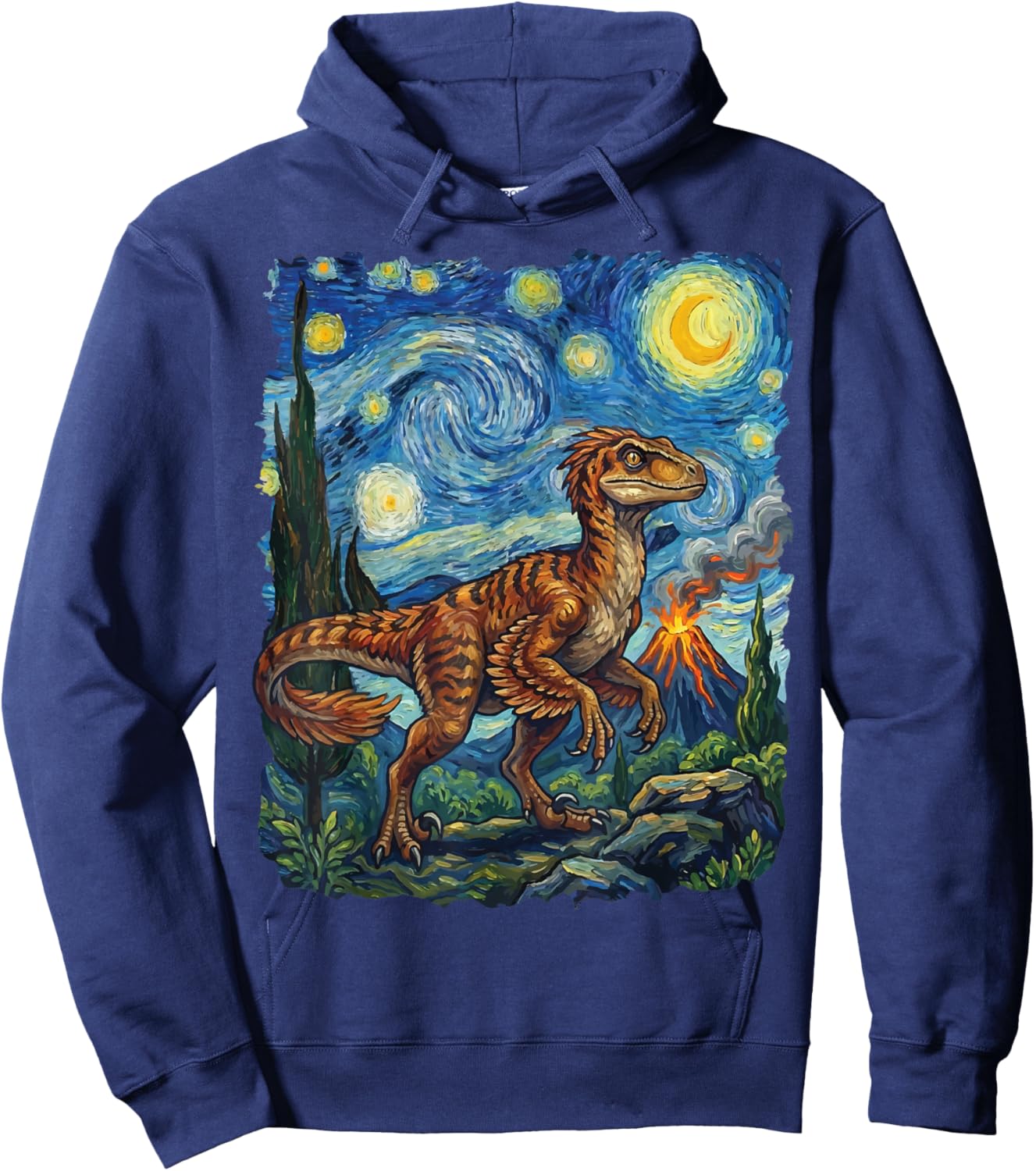 Velociraptor Starry Night Hoodie - Hoodie | Navy