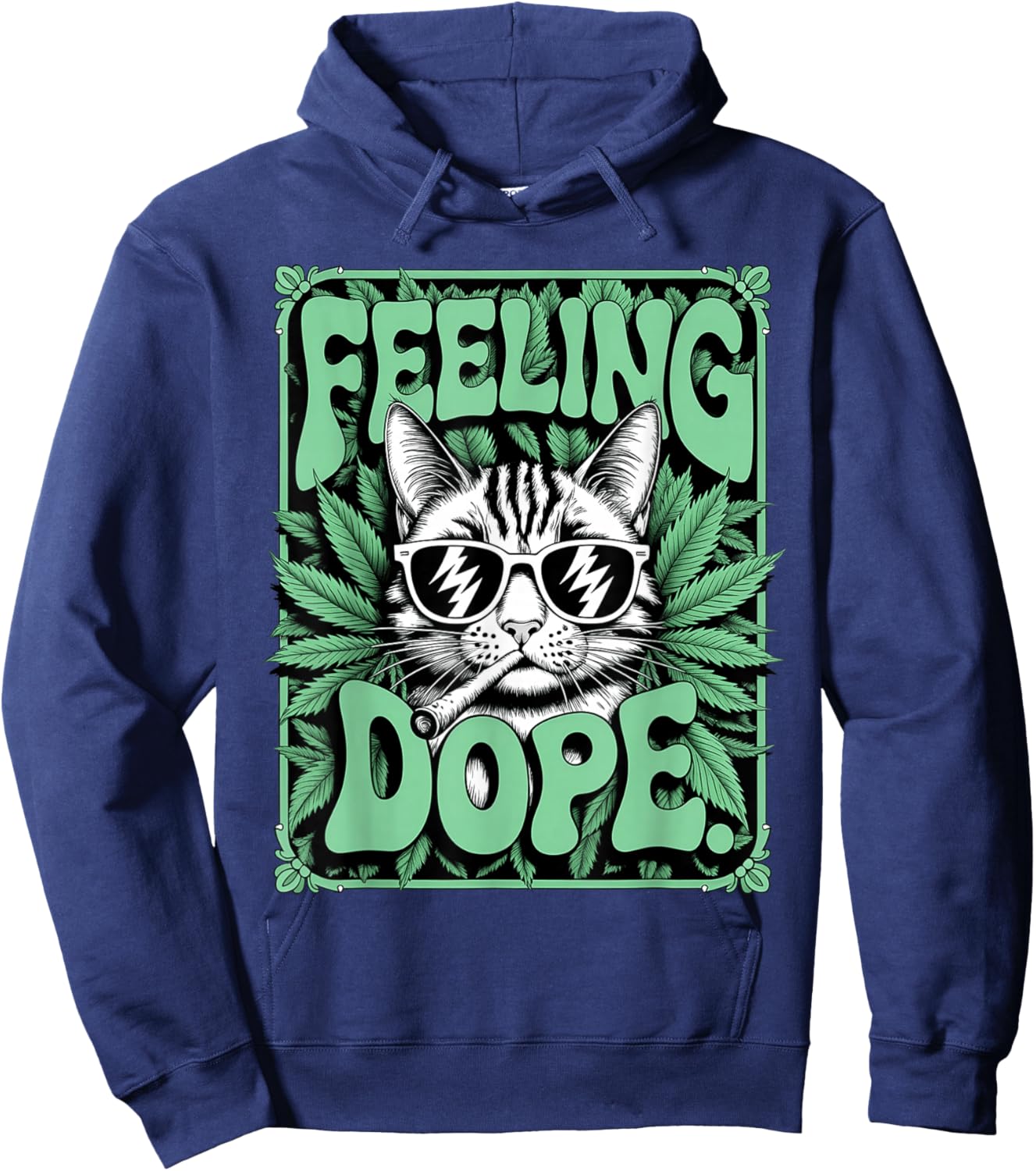 Feeling Dope Cat Smoking Weed High Cannabis 420 for Stoner Hoodie - Hoodie | Navy
