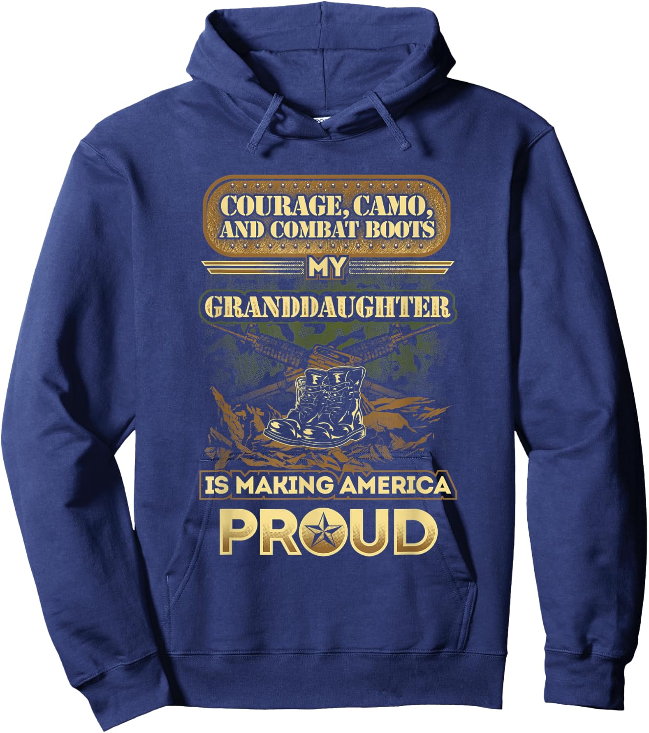 My Granddaughter Is A Soldier - Proud Military Grandparent Hoodie - Hoodie | Navy