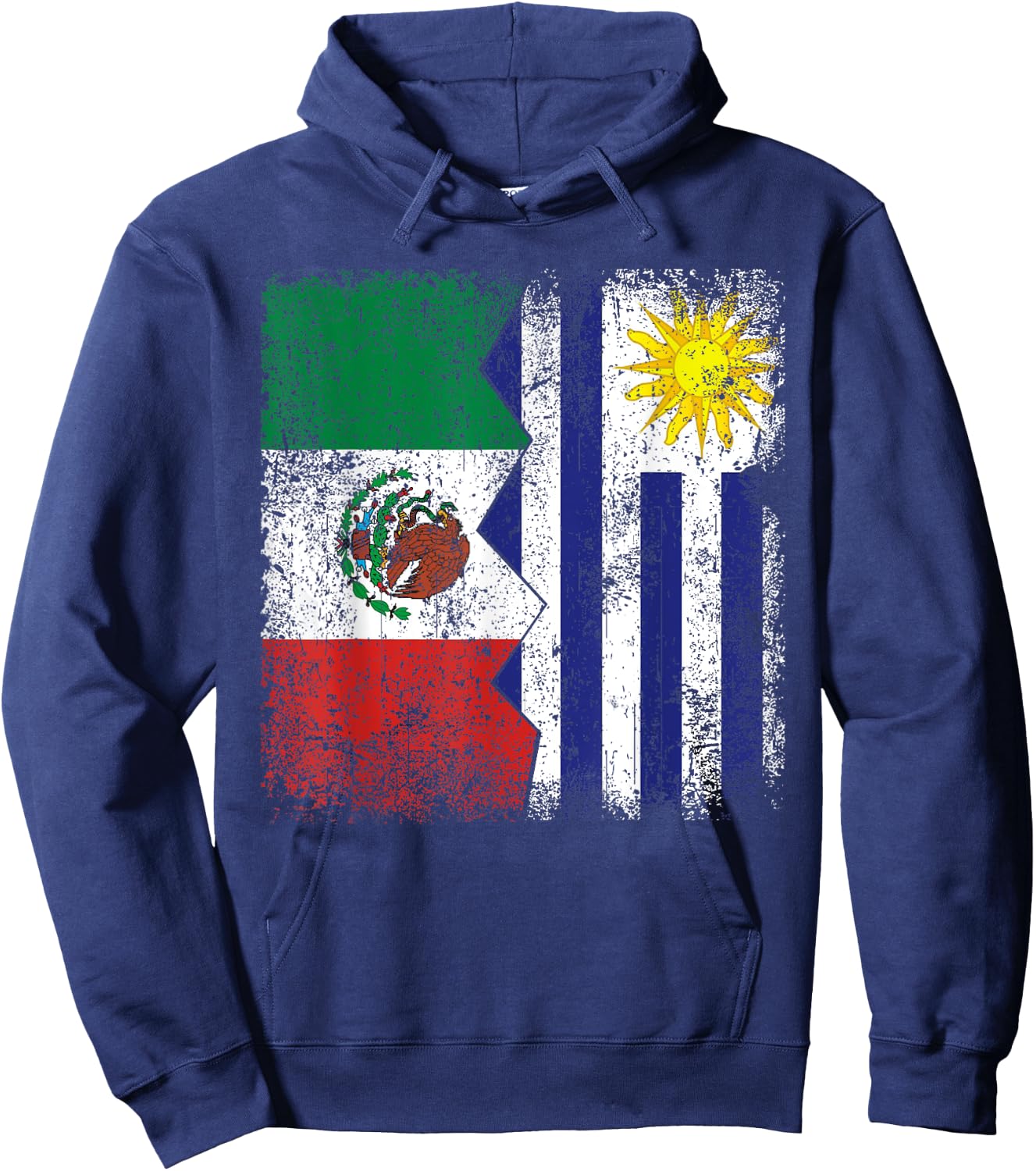 Uruguayan Roots | Half Mexican Flag | Mexico Uruguay Flags Hoodie - Hoodie | Navy