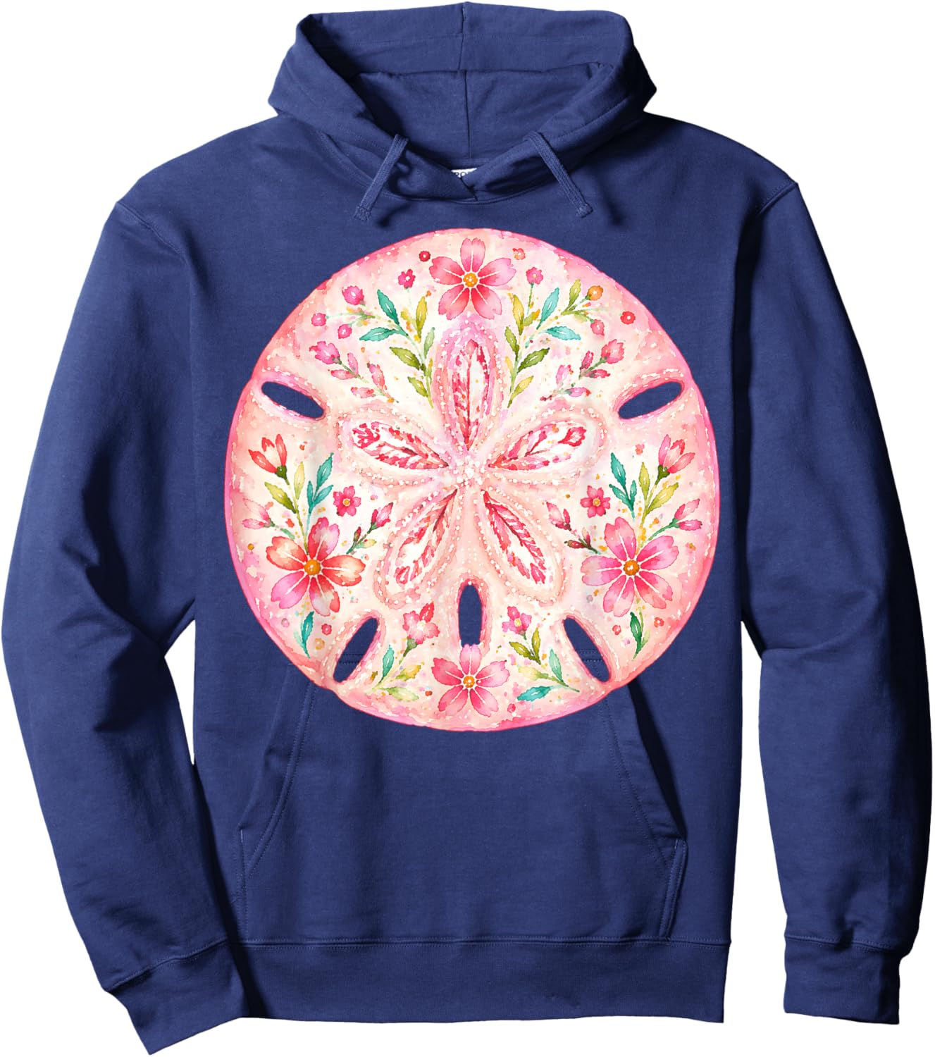 Pink Sand Dollar Summer Girly Floral Cruise Beach Girl Women Hoodie - Hoodie | Navy
