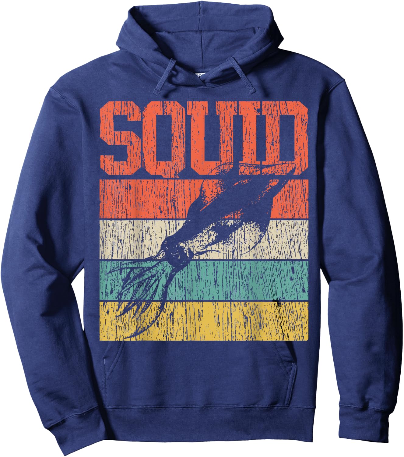 Squid Retro Vintage Marine Biologist Hoodie - Hoodie | Navy